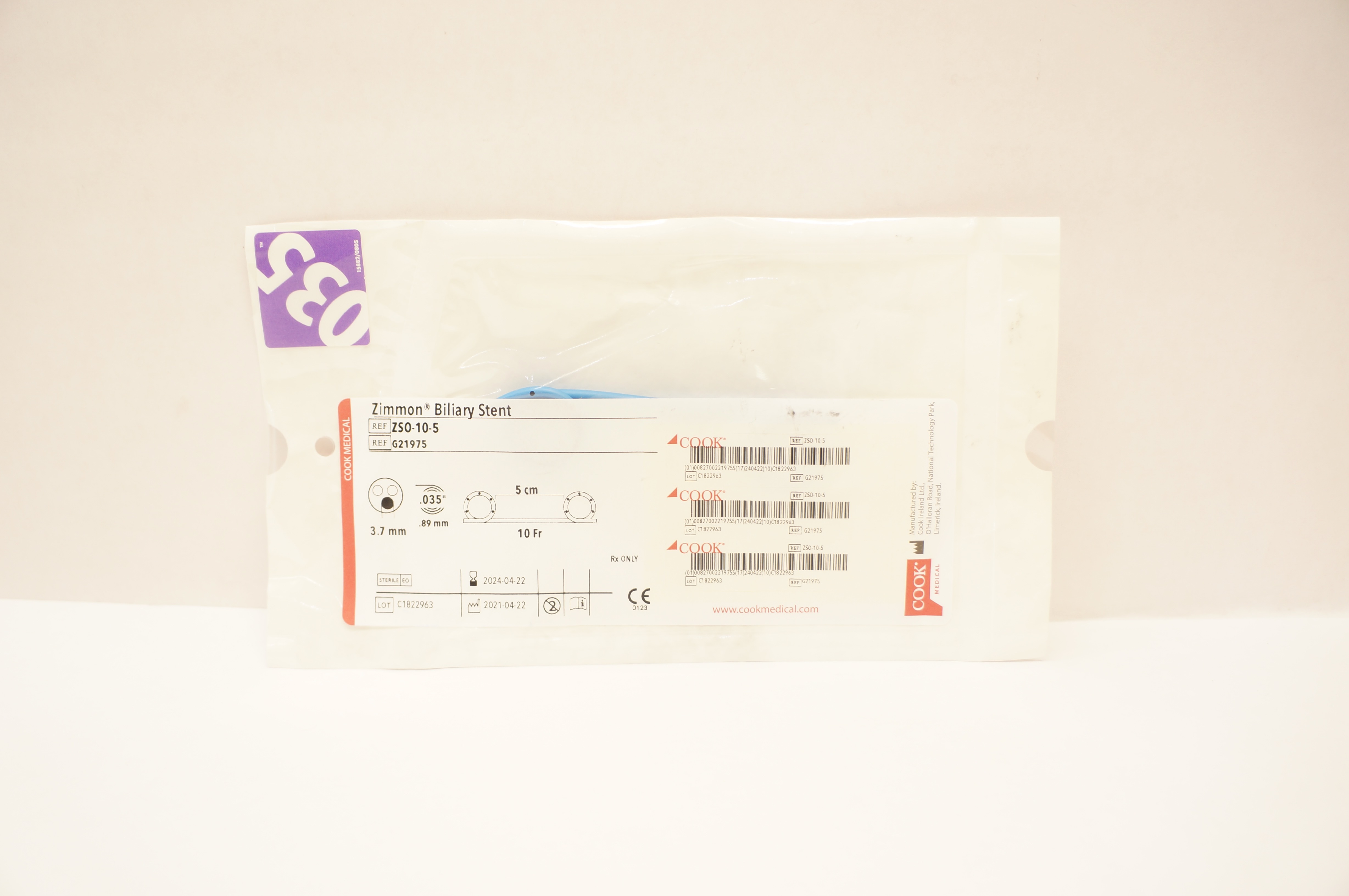 Cook Medical G21975 Zimmon Billiary Stent 10Fr