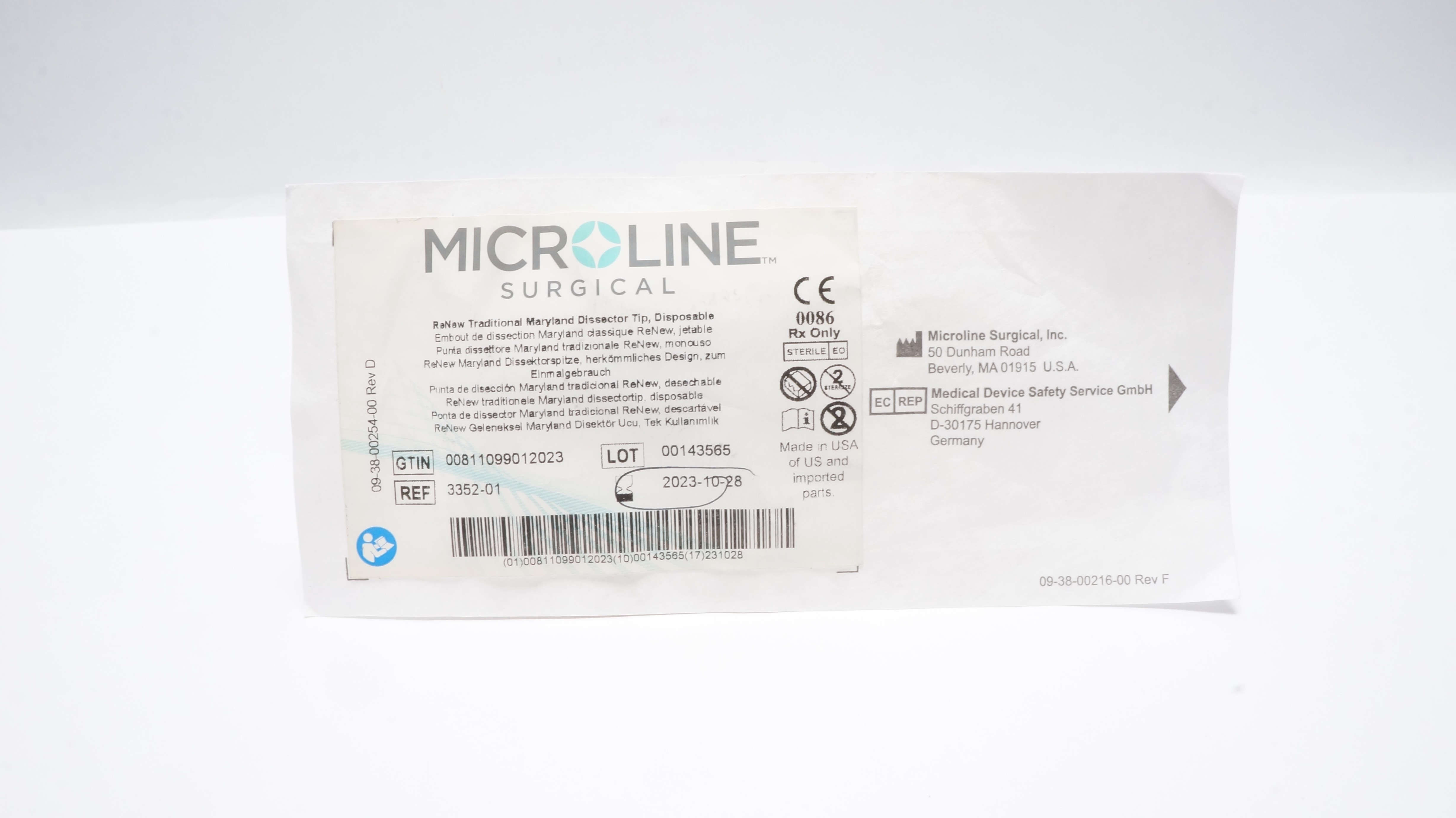 Microline Surgical 3352-01 ReNew Traditional Maryland Dissector Tip (x)