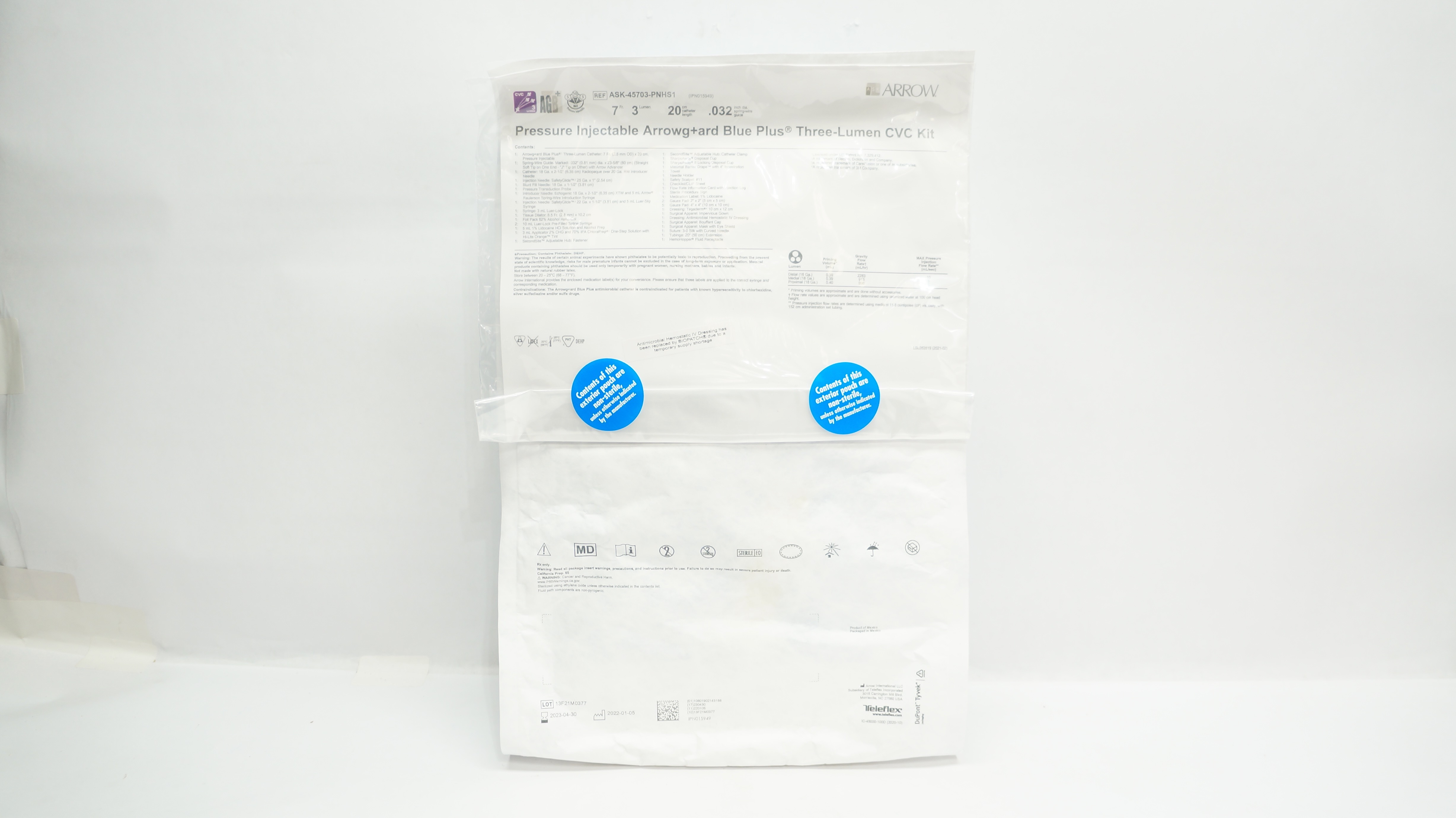 Teleflex ASK-45703-PNHS1 Arrow Multi-Lumen CVC Kit 7Fr x 20cm (x)