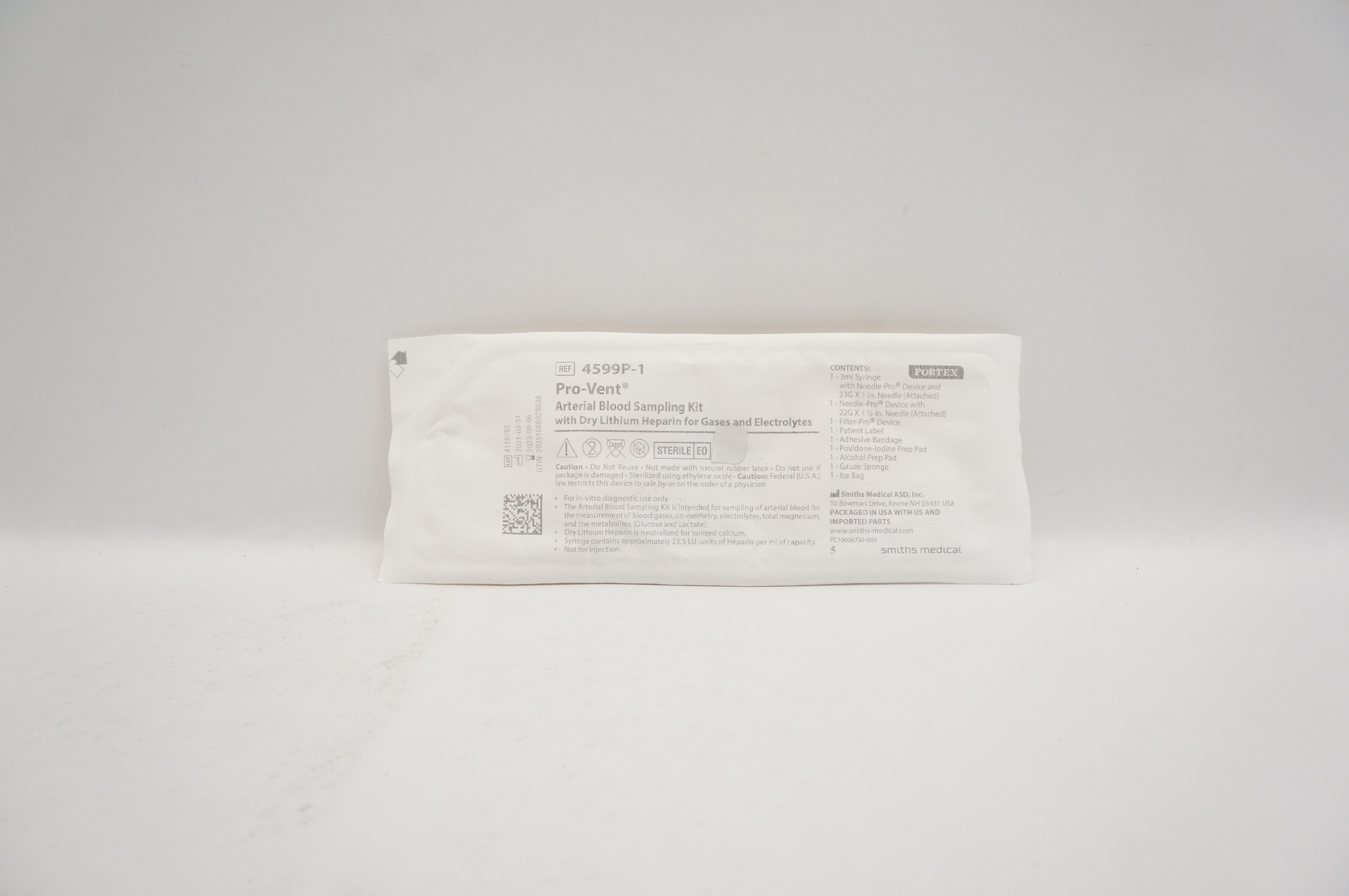 Smiths Medical 4599P-1 Portex Pro-Vent Arterial Blood Sampling Kit