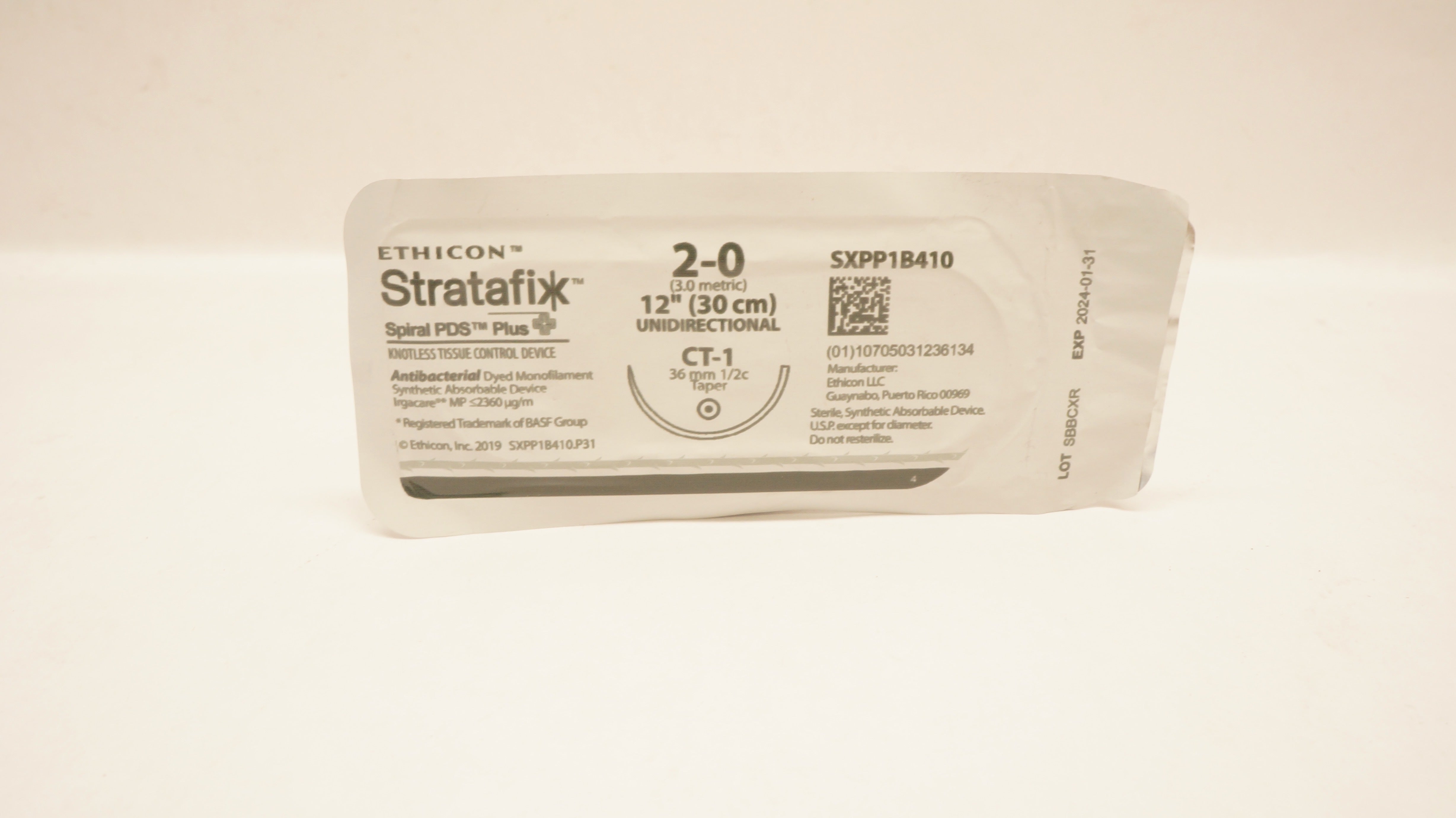 Ethicon SXPP1B410 2-0 Stratafix Spiral PDS Plus CT- 36mm 1/2c Taper, 12inch (x)