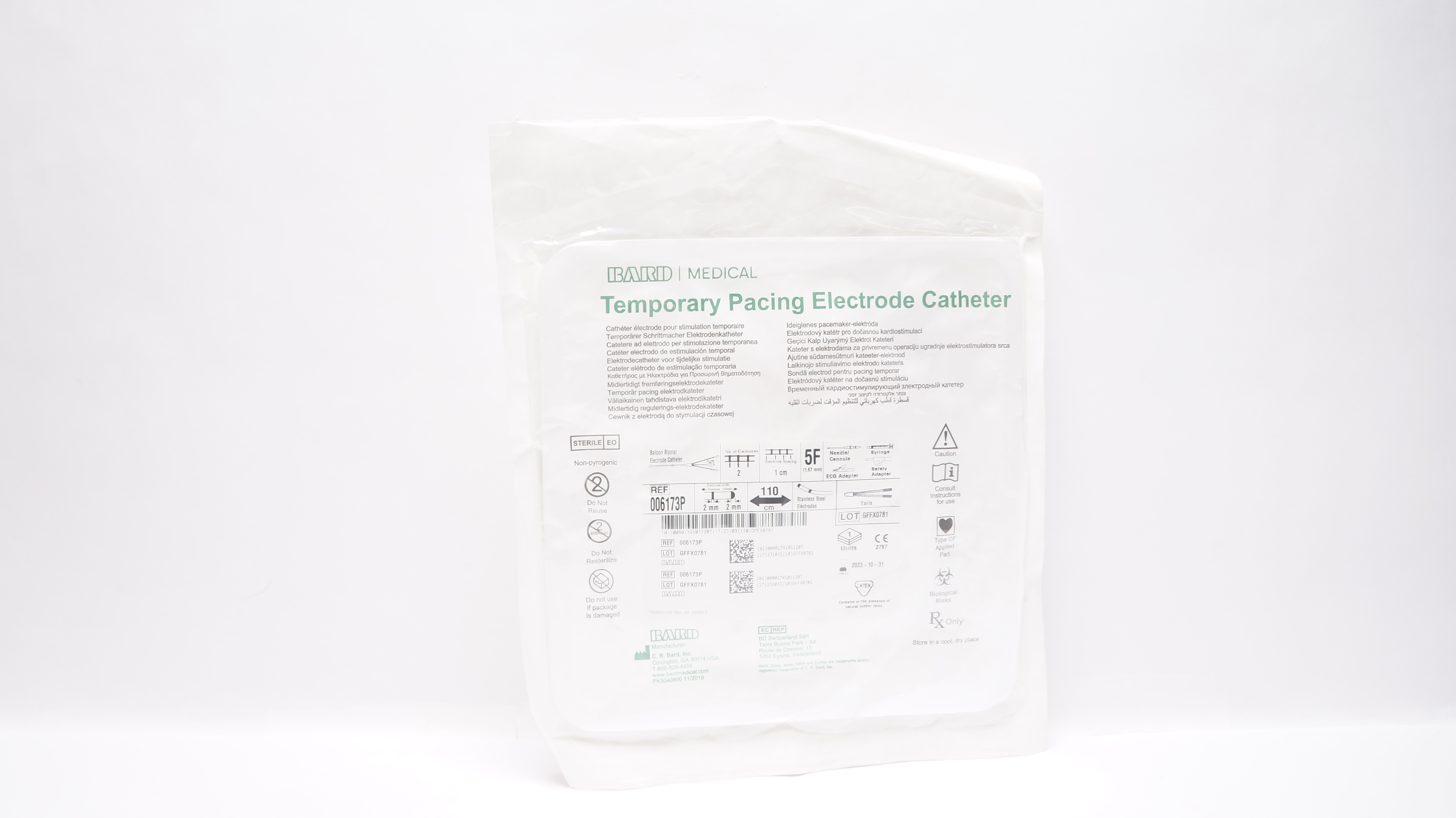 Bard 006173P Temporary Pacing Electrode Cath. 5F x 110cm (x)