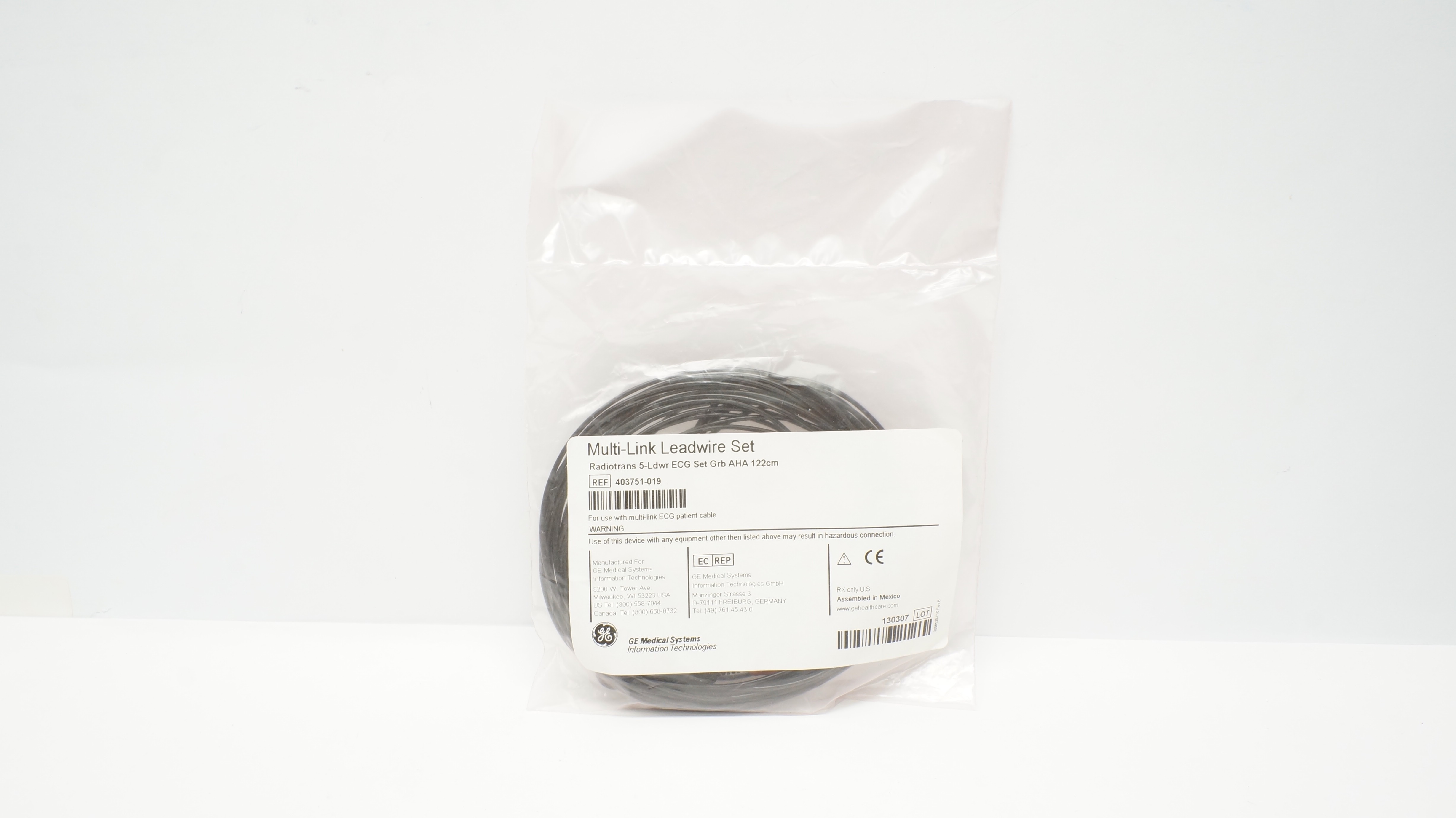 GE Medical 403751-019 Multi-Link Leadwire Set Radiotrans 5-Ldwr ECG Set Grb AHA