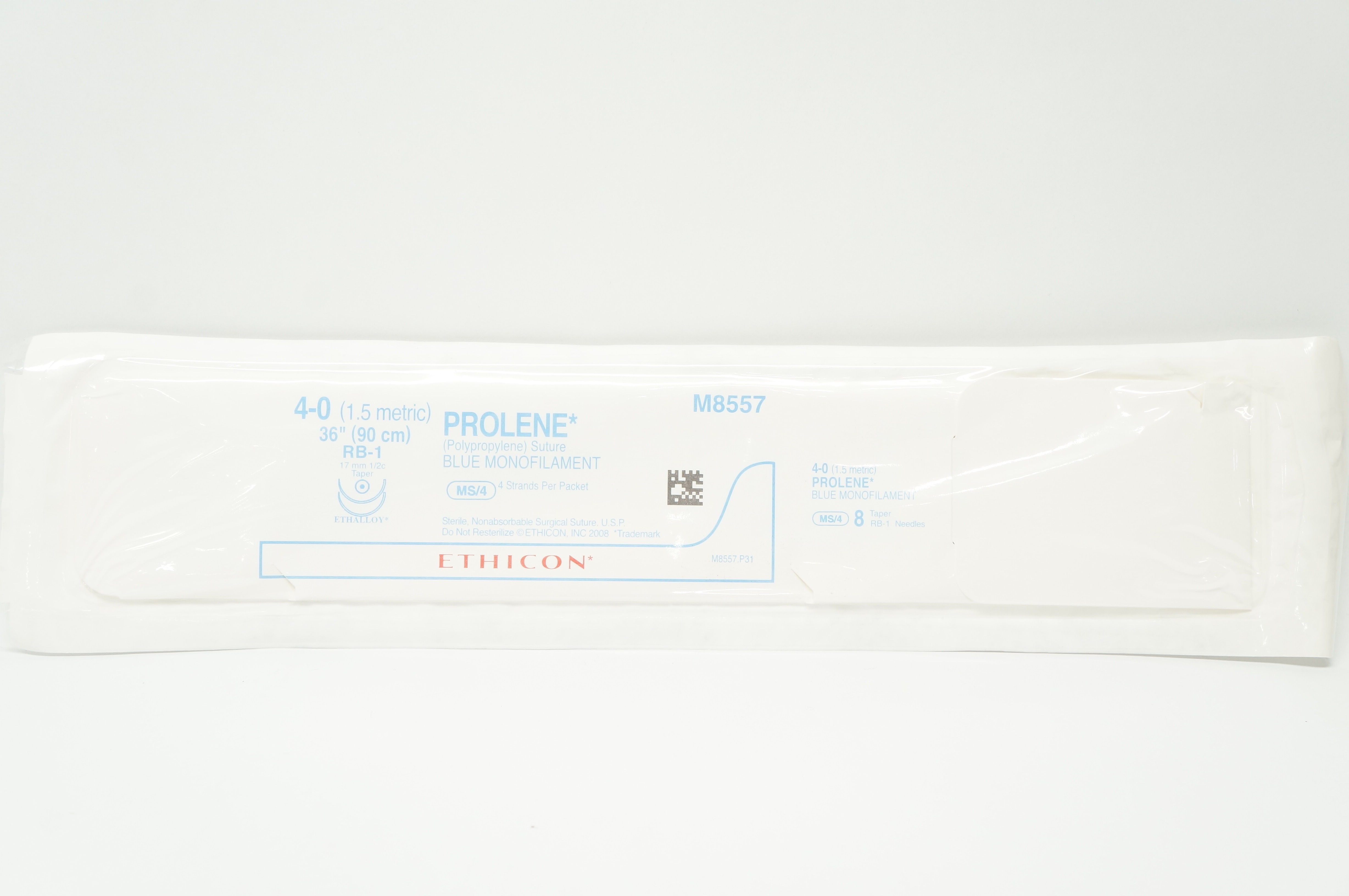 Ethicon M8557 4-0 PROLENE Stre, RB-1, 17mm 1/2c Taper, 36inch