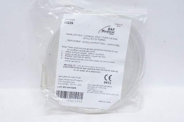 B&F Medical 33239 Nasal Oxygen Cannula-Adult Over The Ear Style W/ 7F SF Tubing