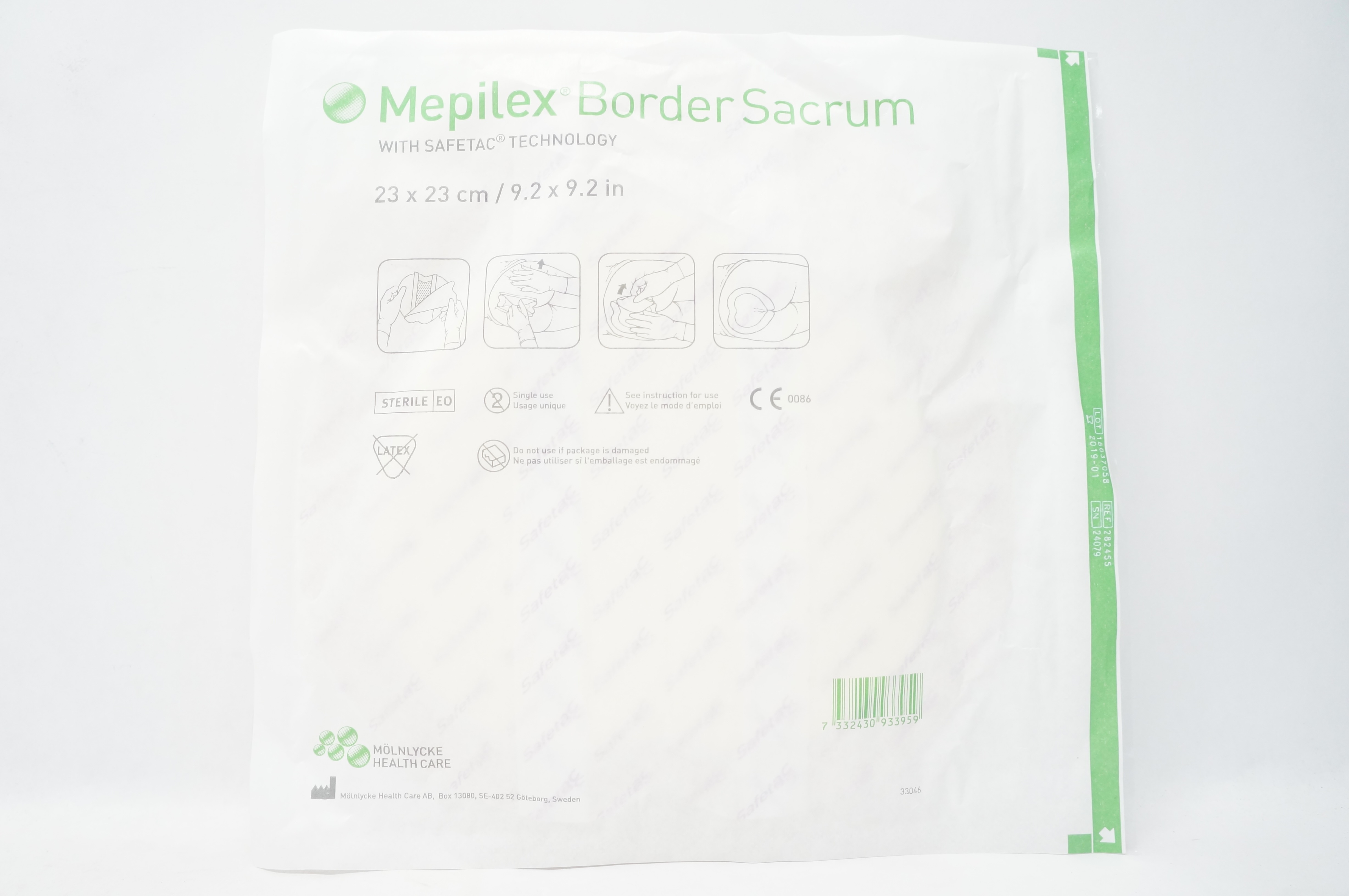 Mölnlycke 282455 Mepilex Border Sacrum with Safetac Technology 9.2 x 9.2inch (x)