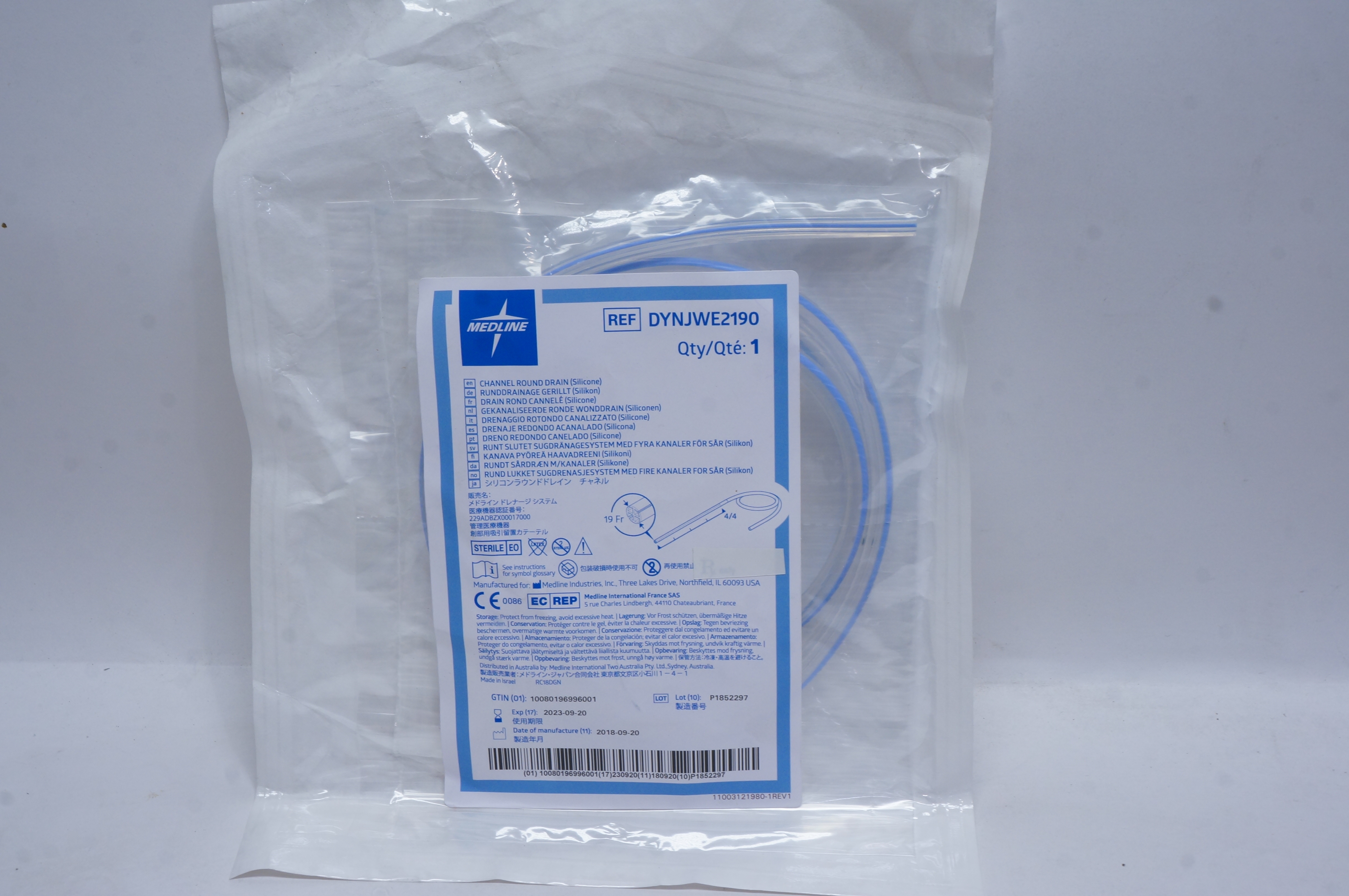 Medline DYNJWE2190 Channel Round Drain 19Fr.