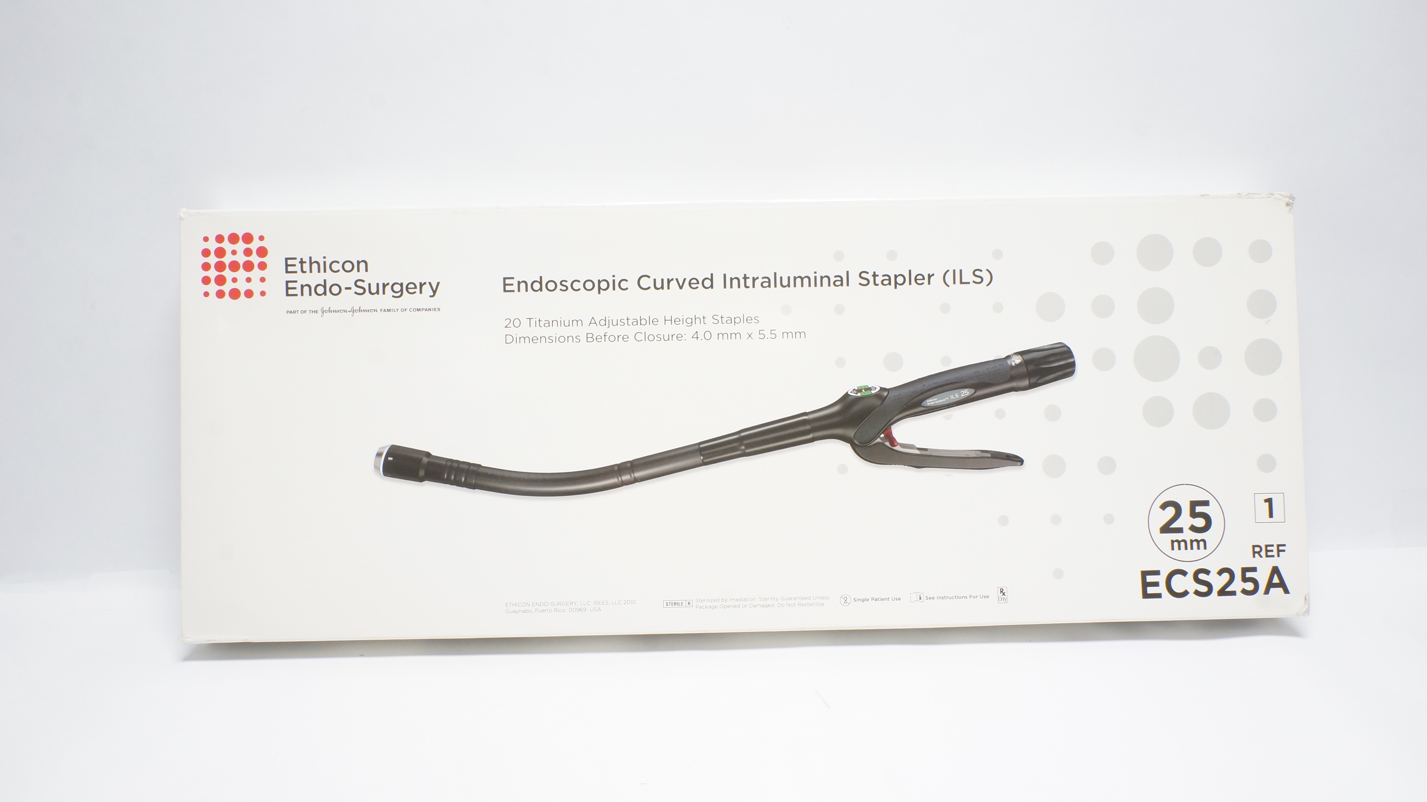 Ethicon ECS25A Endoscopic Curved Intraluminal Stapler: 25mm (x) - Box of 25