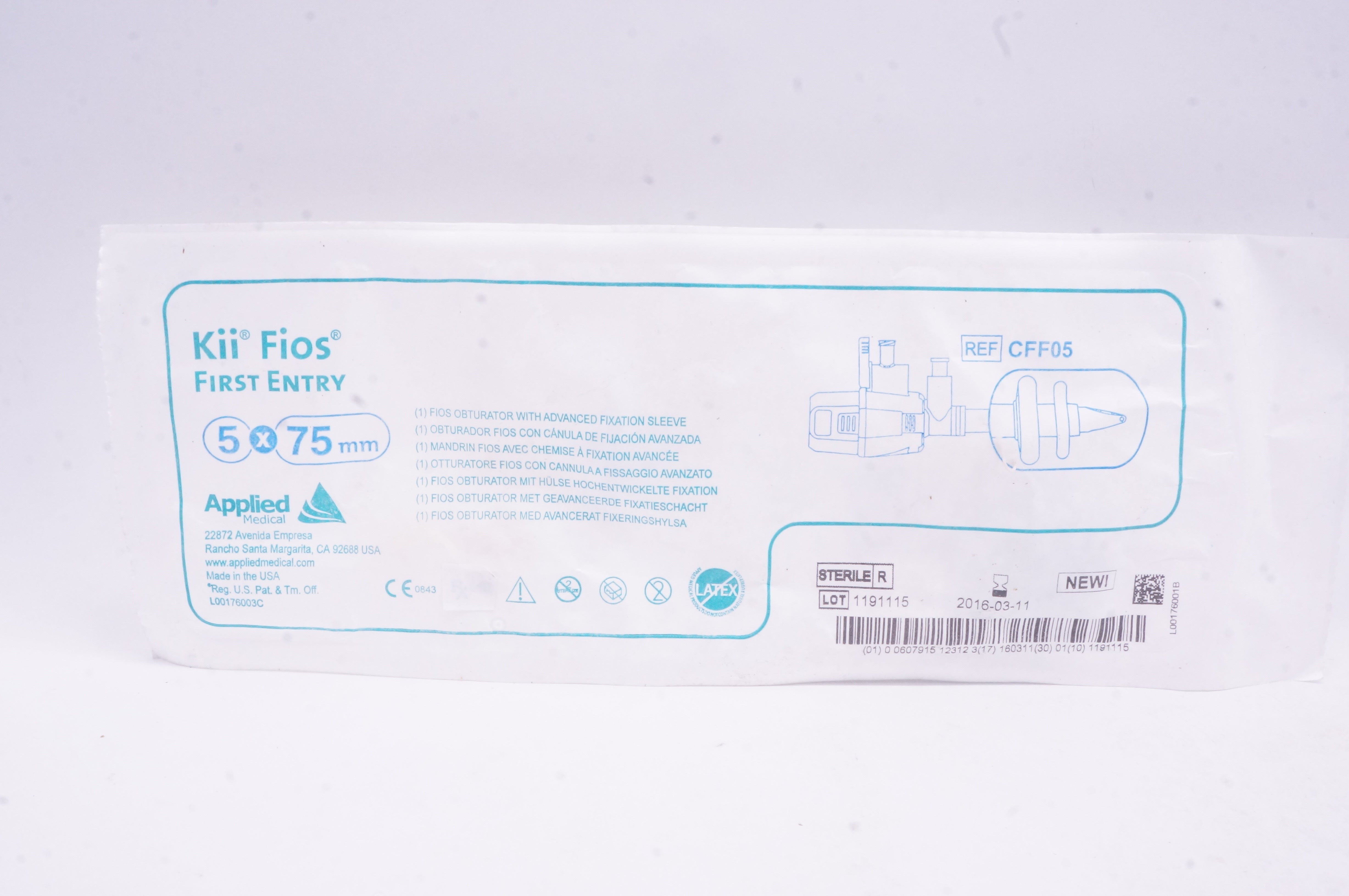 Applied Medical CFF05 Fios Obturator With Advanced Fixation Sleeve 5 x 75mm (x)
