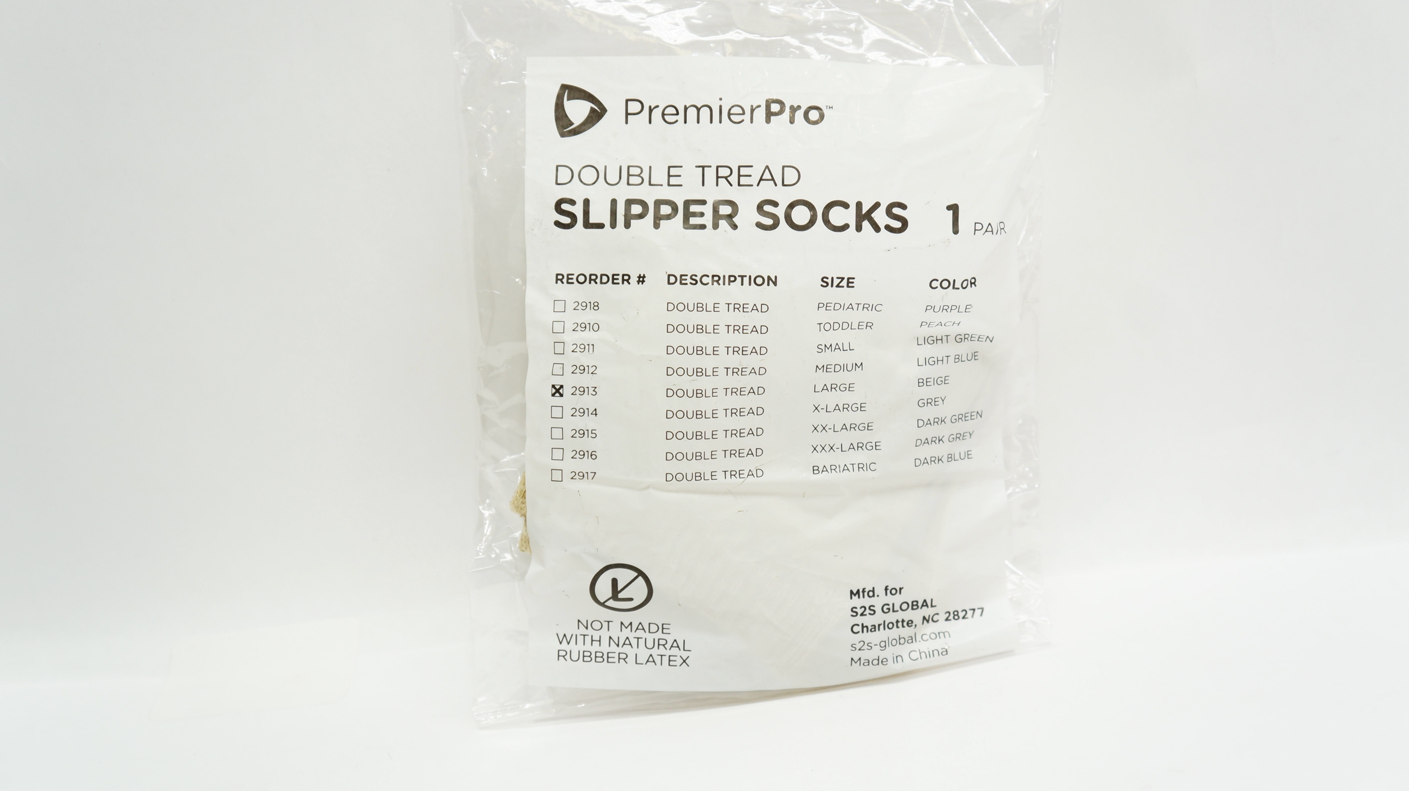 Premiere Pro 2913  Double Tread Slipper Socks 1 Pair , Large, Beige