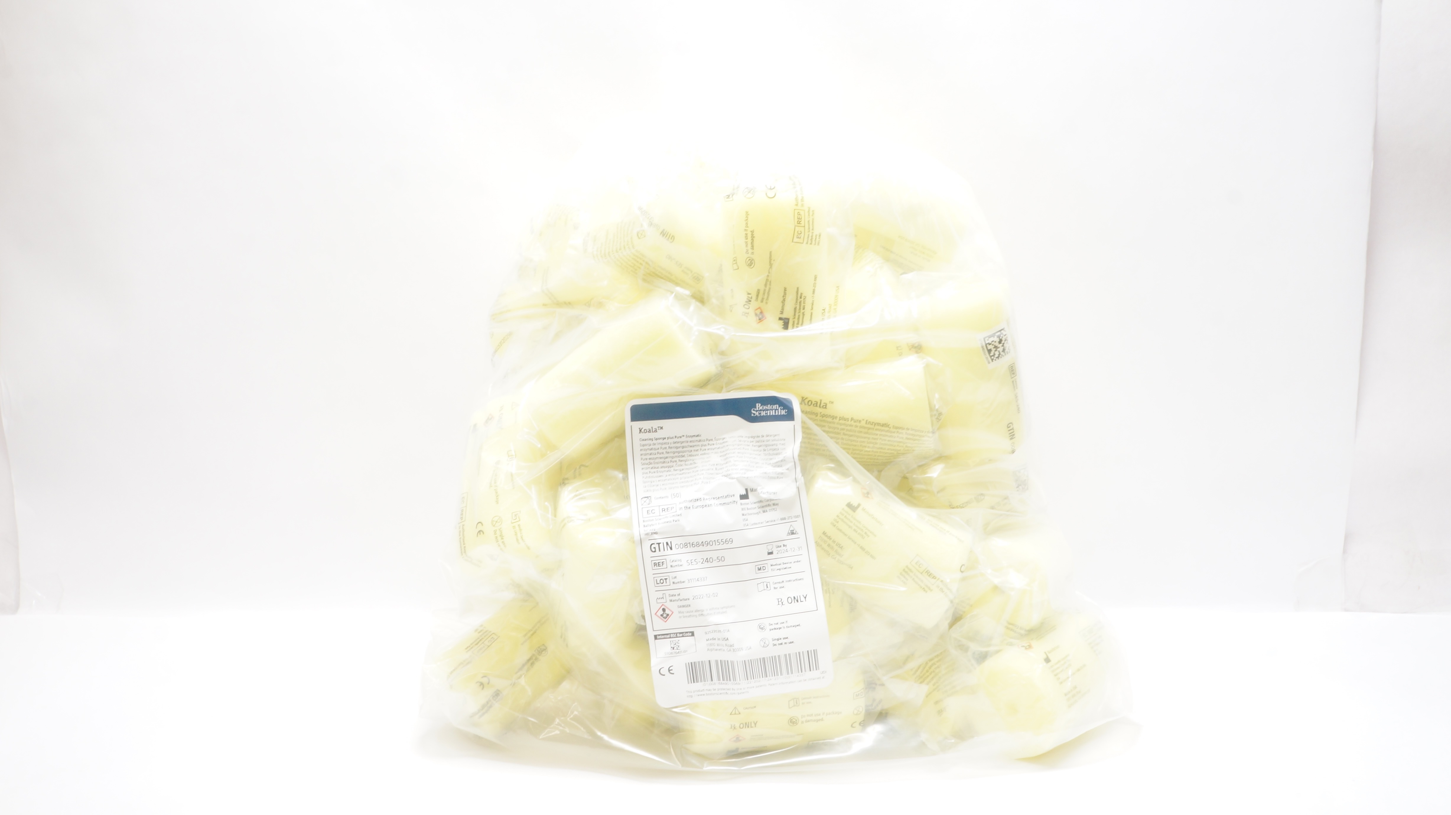 Boston Scientific SES-240-50 Koala Cleaning Sponge plus Pure Enzymatic-Pack of50