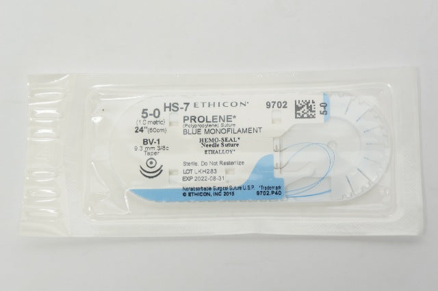 Ethicon 9702 HS-7 Prolene Hemo-Seal Ndle Stre 5-0, BV-1 9.3mm 3/8c Taper (x)