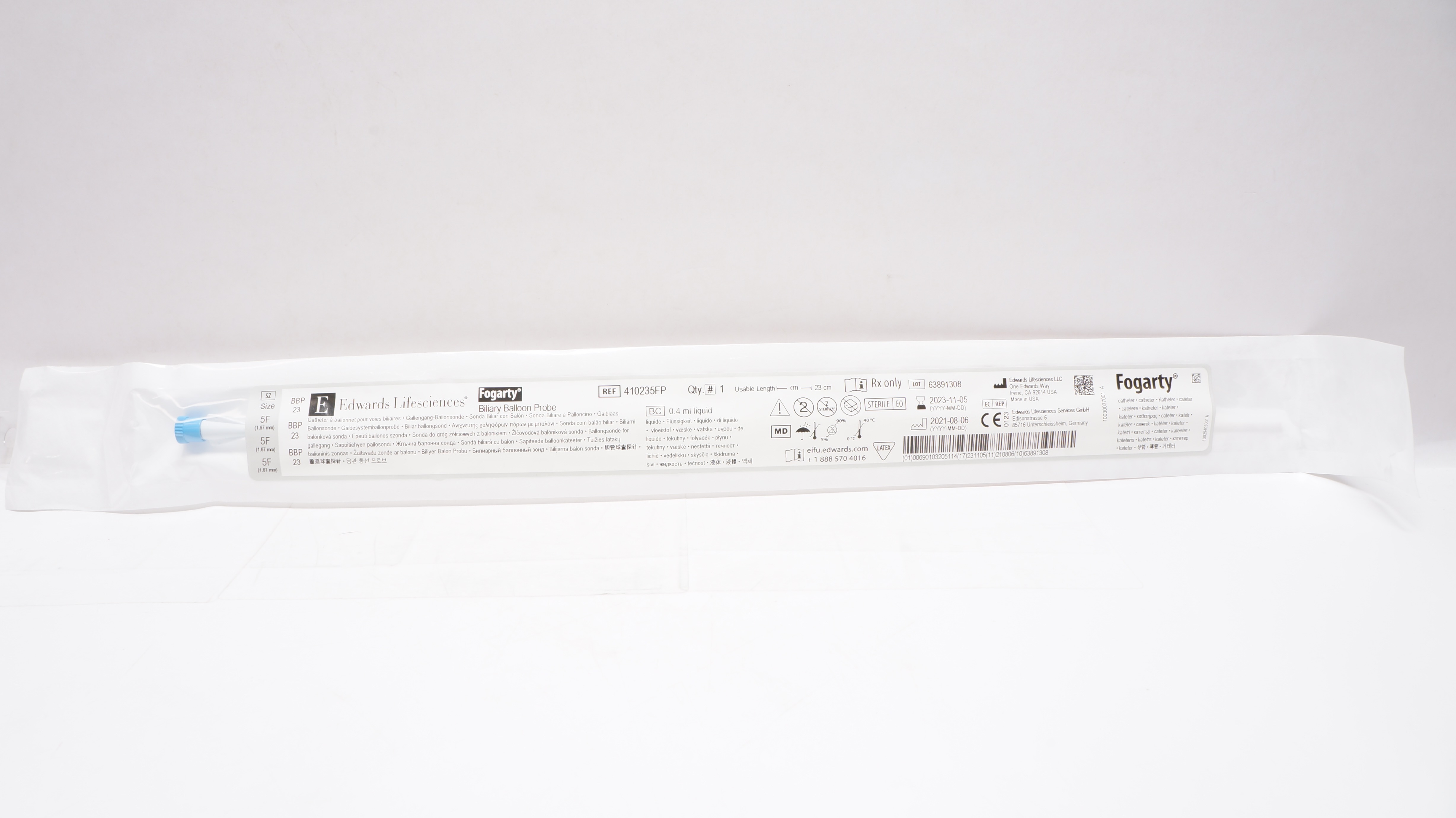 Edwards Lifesciences 410235FP Fogarty Biliary Balloon Probe Cath. 5F x 23 mm (x)