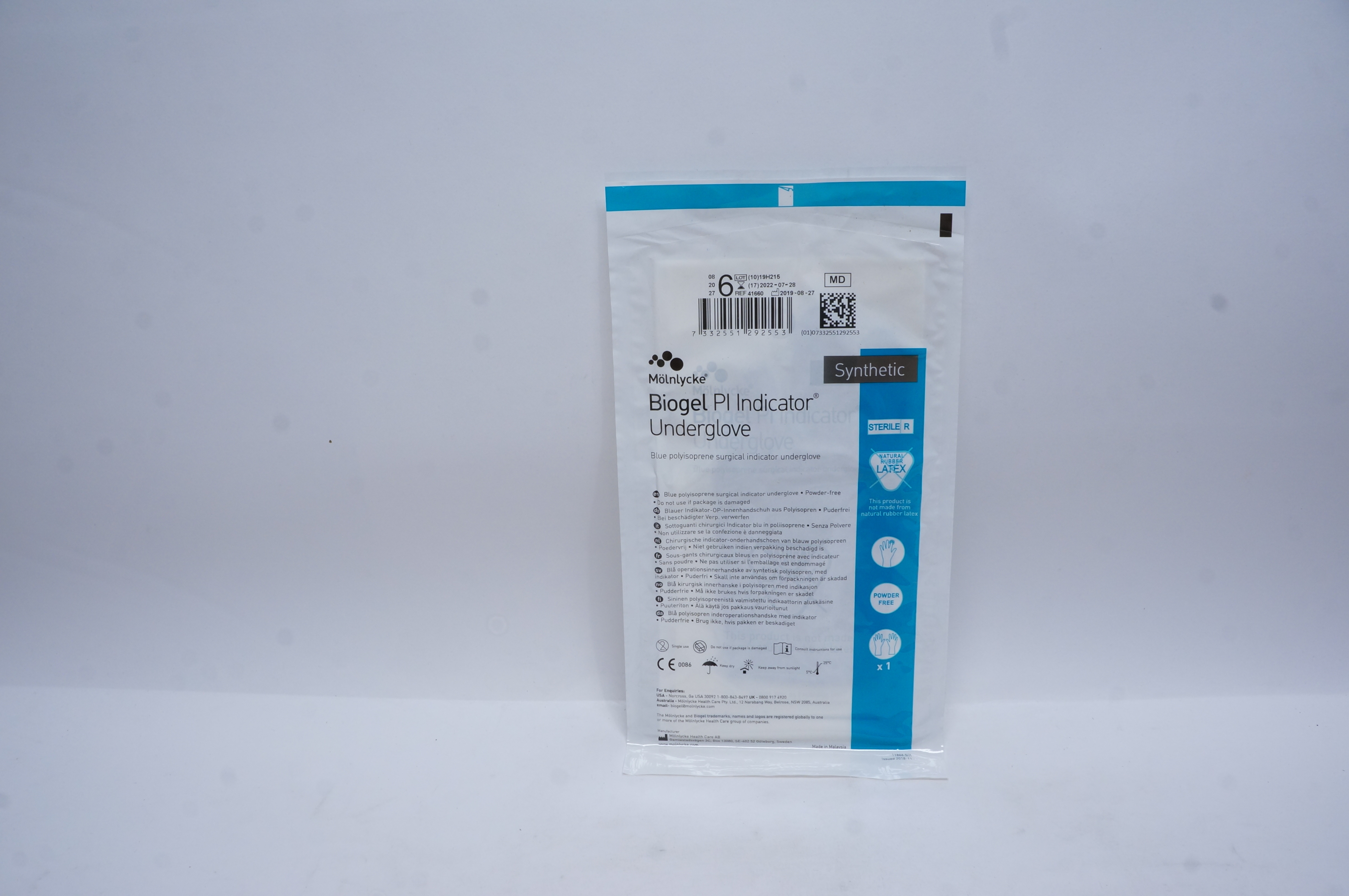 Molnlycke Health Care 41660 Biogel Pl Indicator Underglove, Size 6