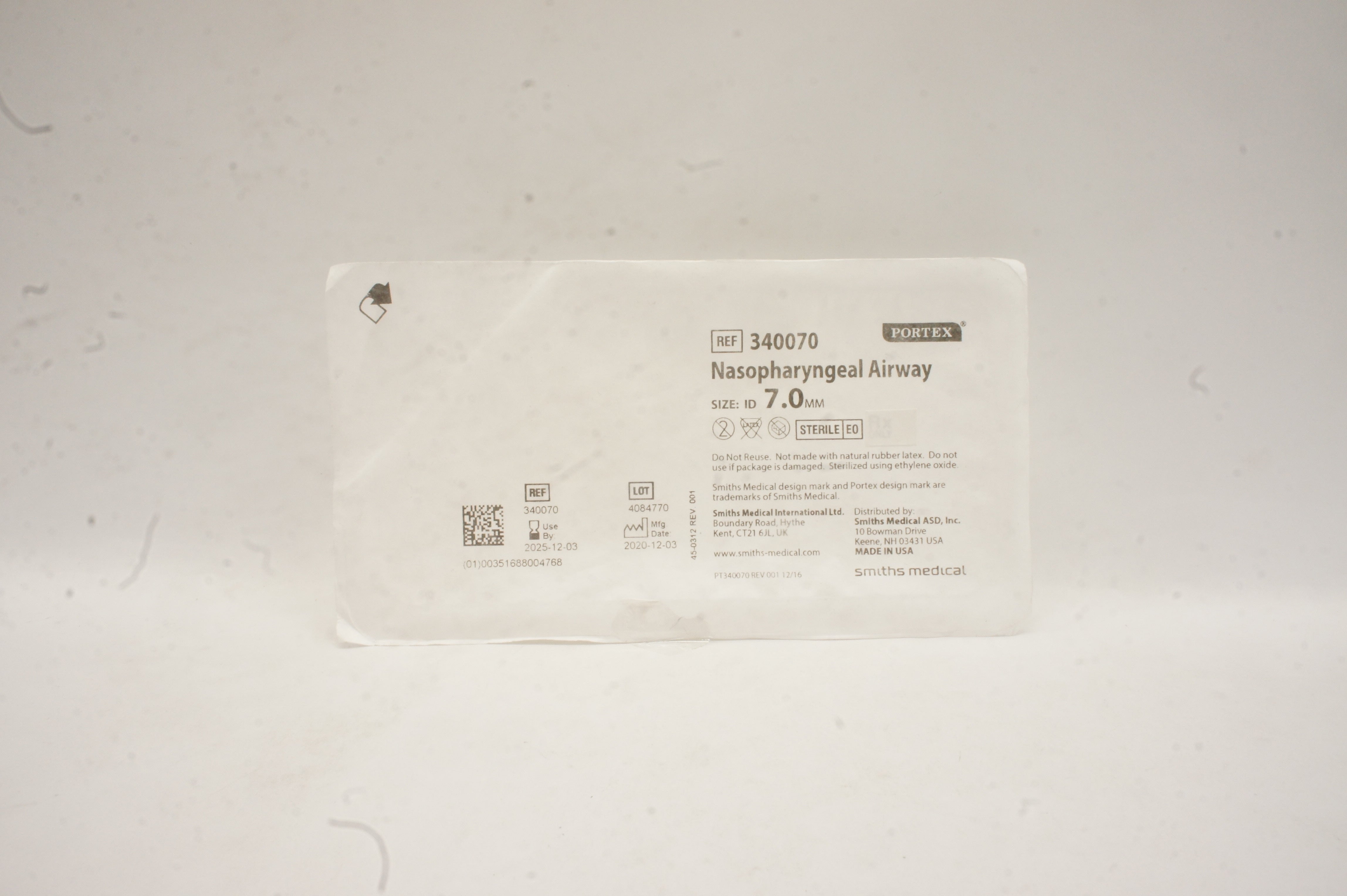 Smiths Medical 340070 Nasopharyngeal Airway Size 7.0mm I.D.