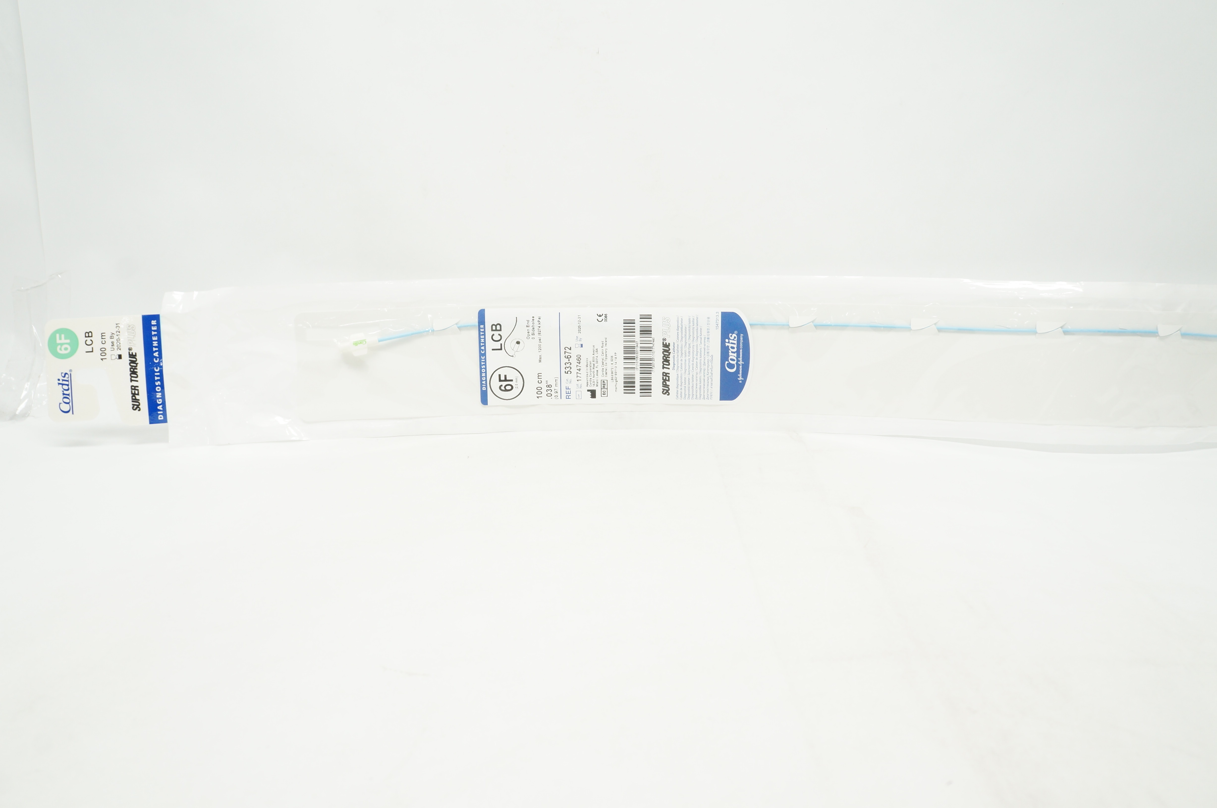 Cordis 533-672 Super Torque Plus LBC Diagnostic Cath. 6 x .038in x 100cm (x)