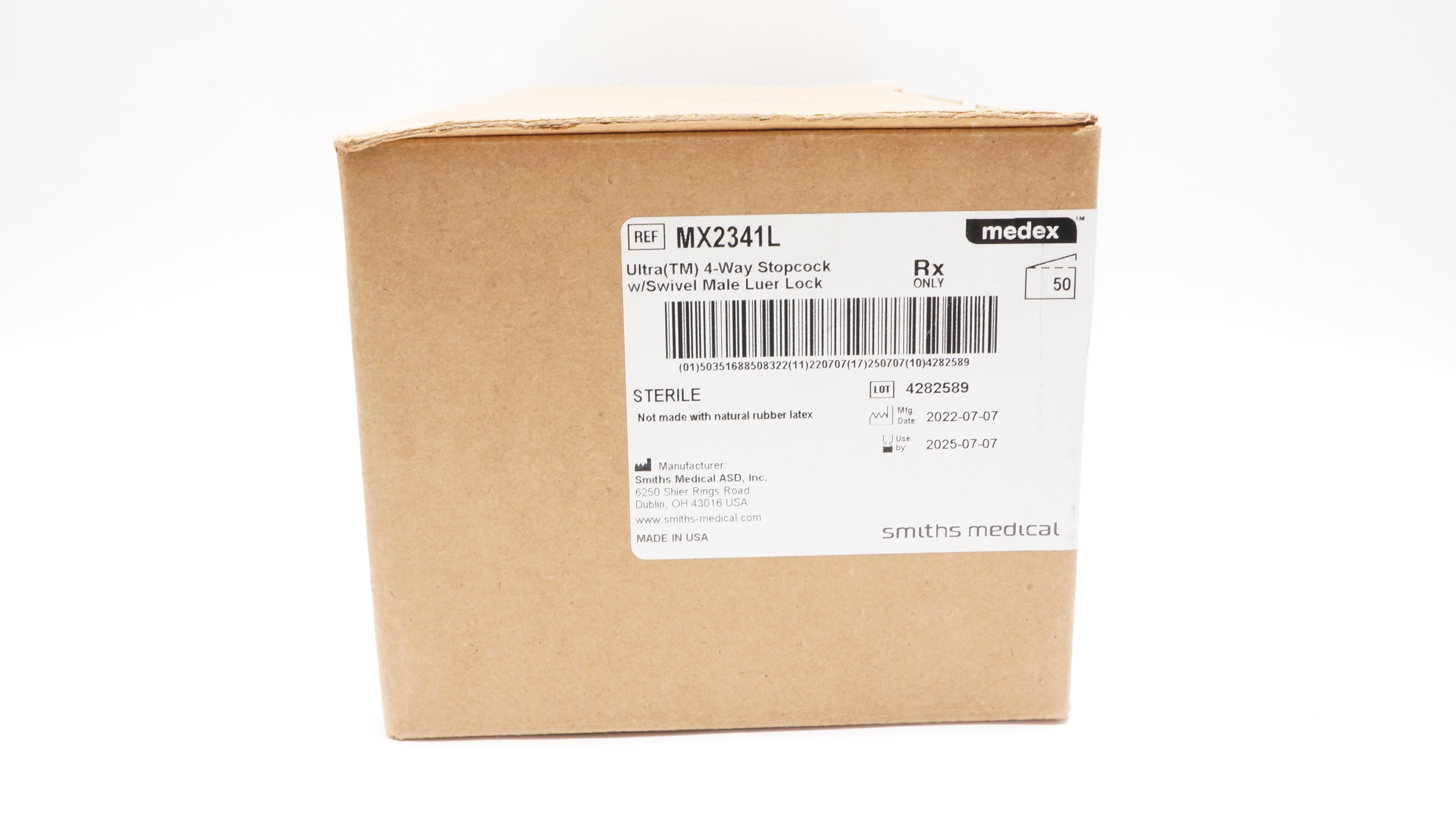 Smith Medical MX2341L Medex Ultra 4-Way Stopcock w/Swivel Luer Lock - Box of 50