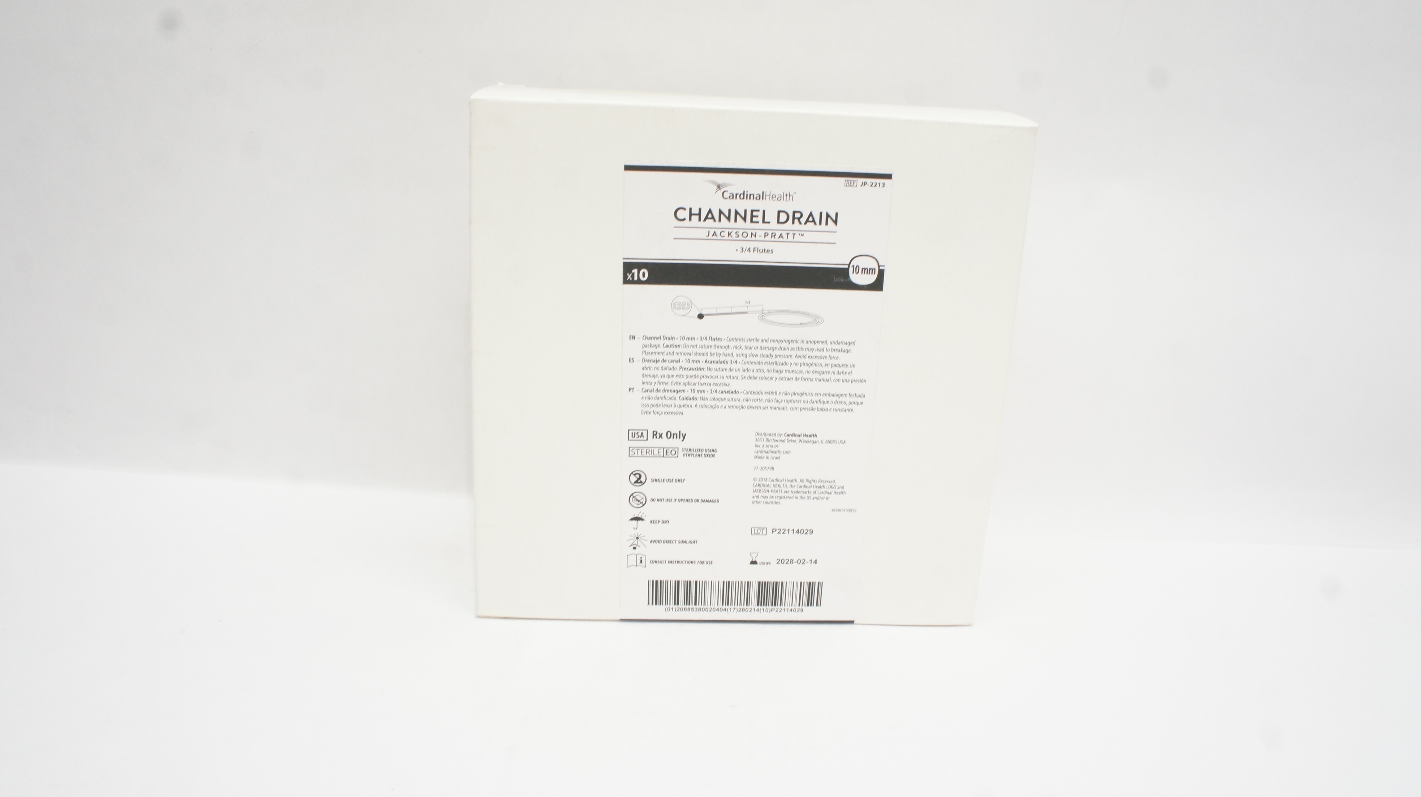 Cardinal Health JP-2213 Jackson-Pratt Channel Drain 3/4 Flutes 10mm - Box of 10