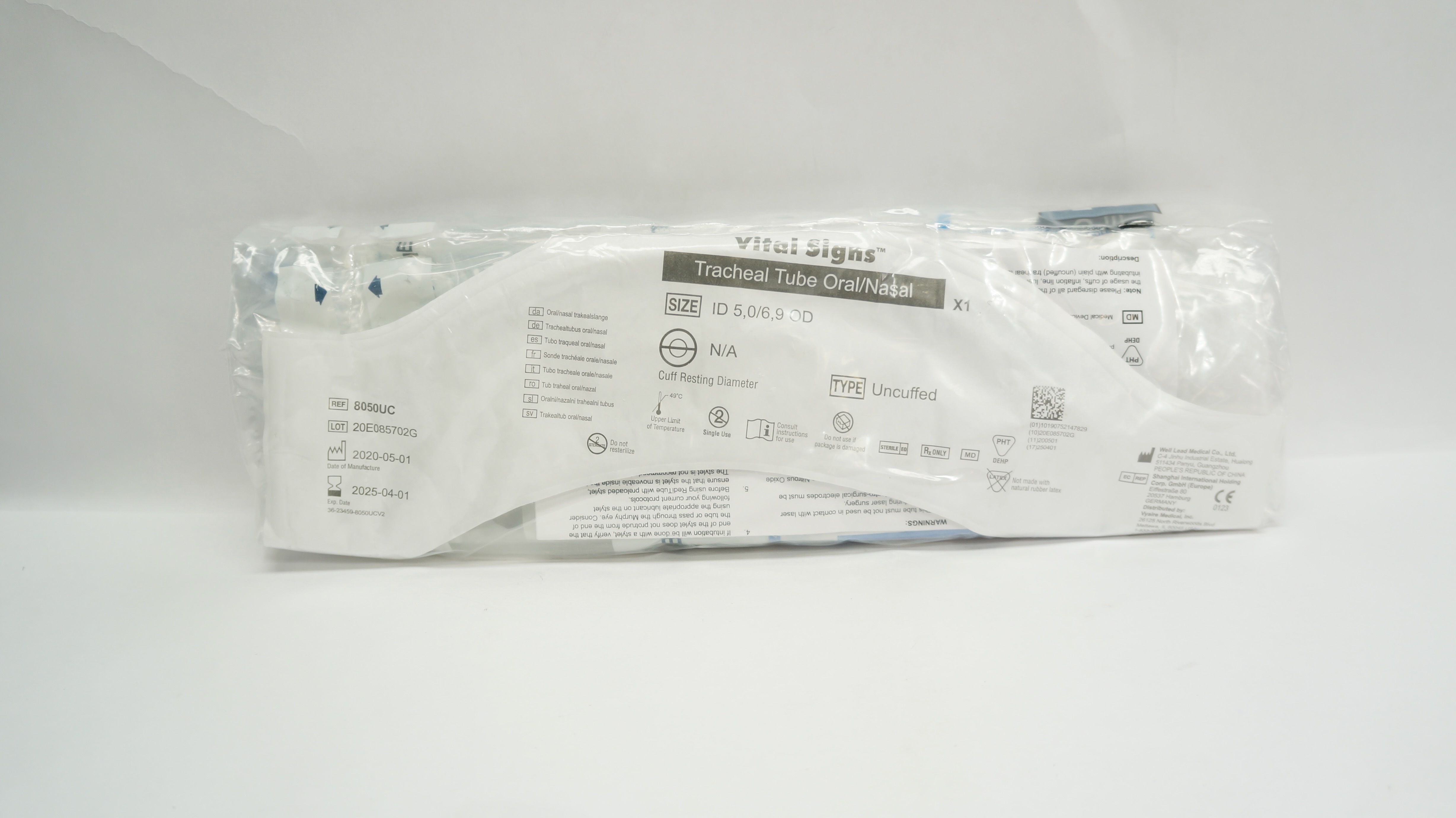 Well Lead Medical 8050UC Vital Signs Tracheal Tube Oral/Nasal 5.0 x 6.9 (x)