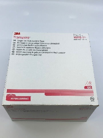 3M 1527S-1 Transpore Single Use Rolls Surgical Tape 1inch x 1-1/2yd.~Box  of 100