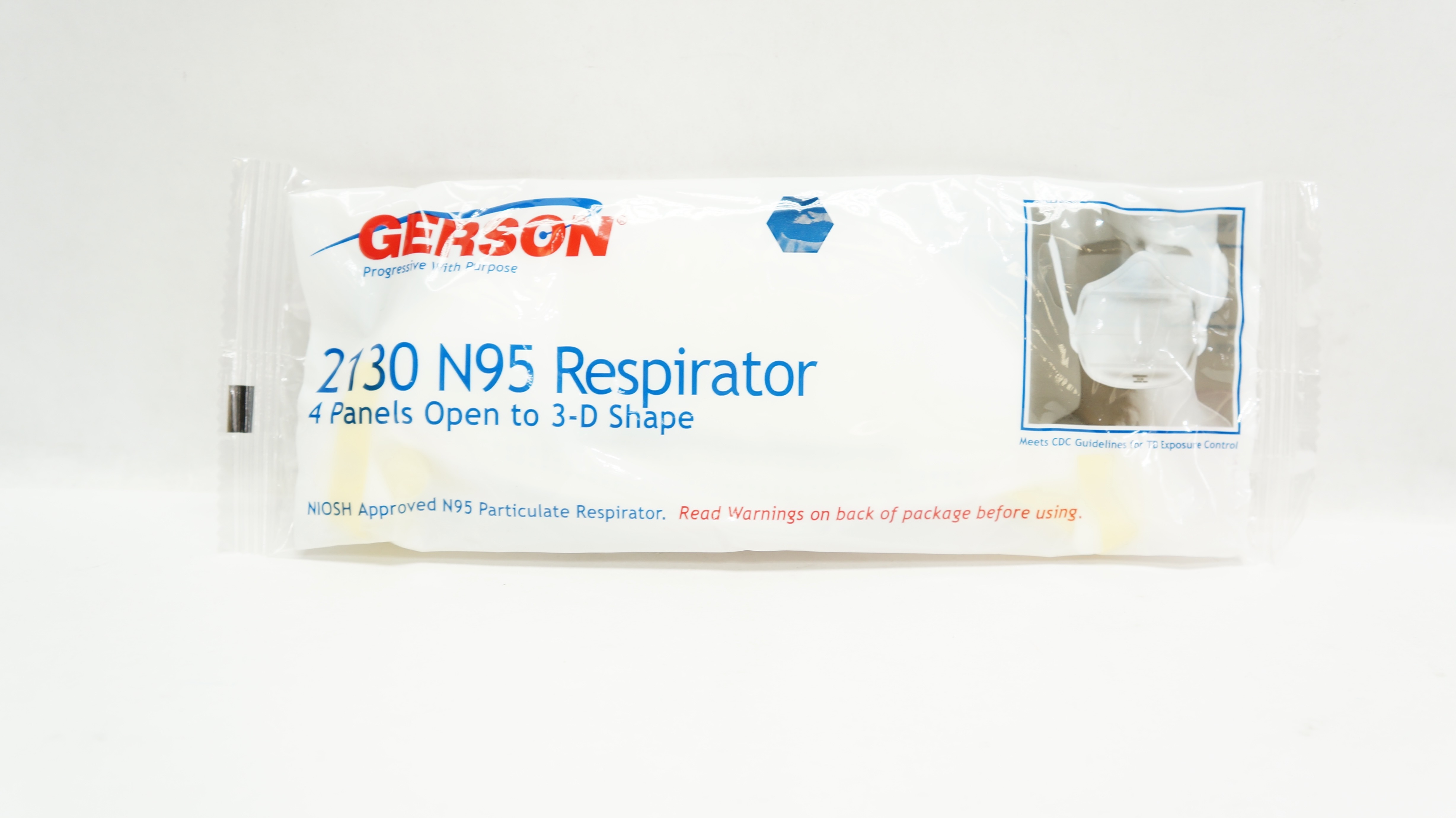 Gerson 2130 Niosh N95 Respirator 4Panels Open to 3-D Shape