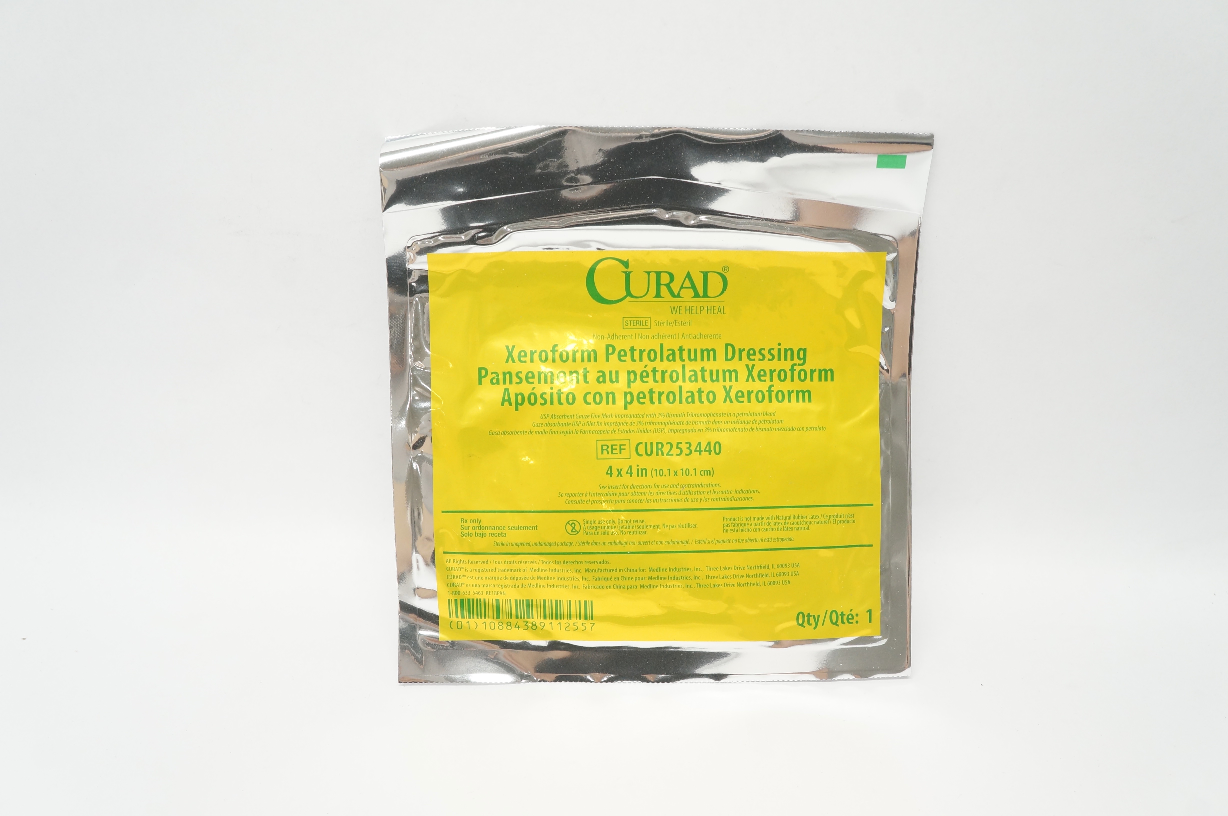 Curad CUR253440 Non-Adherent  Xeroform Petrolatum Dressing 4 x 4inch (x)