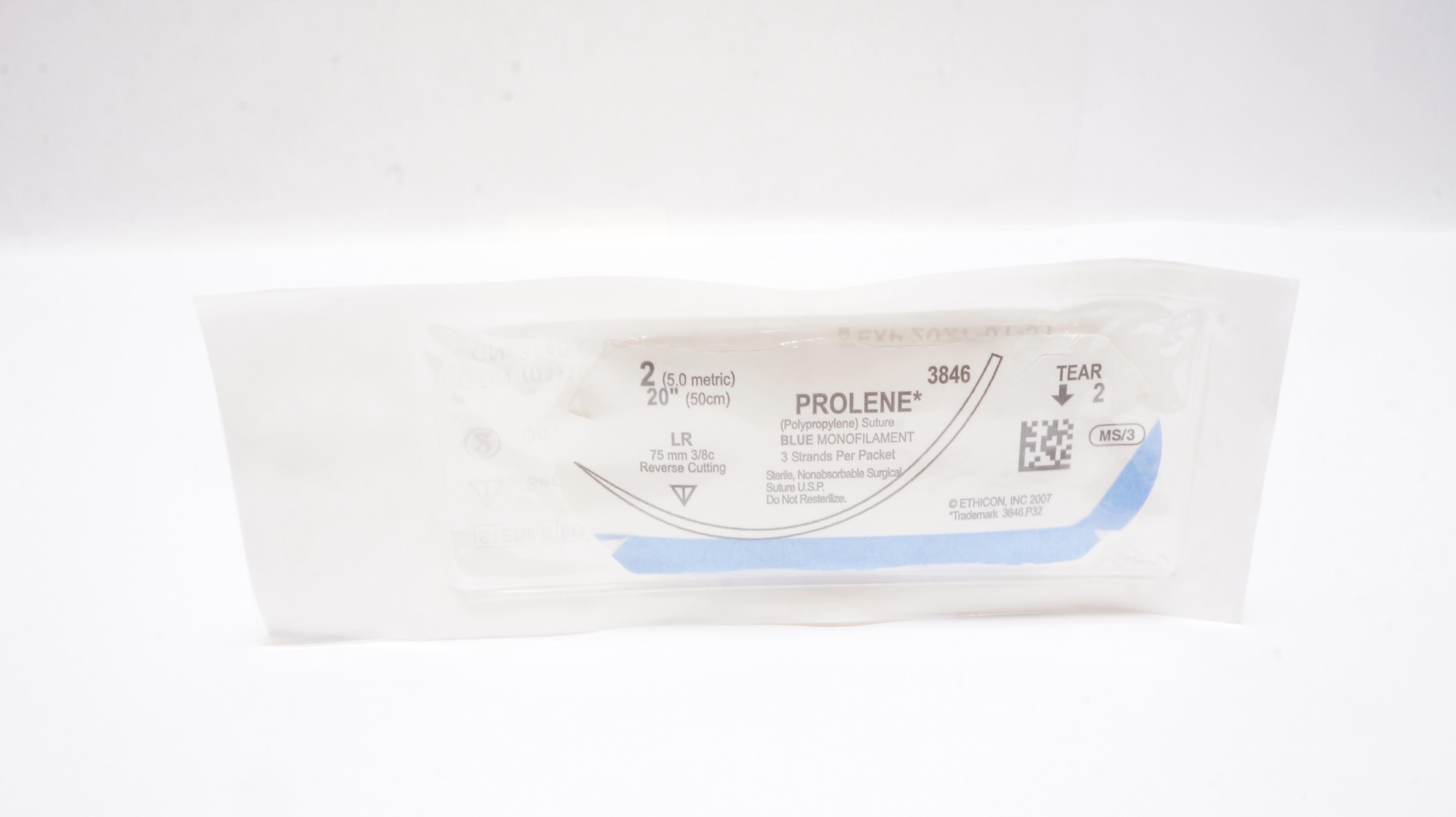 Ethicon 3846 2 PROLENE,  LR,  75mm 3/8c, Reverse Cutting,  20inch