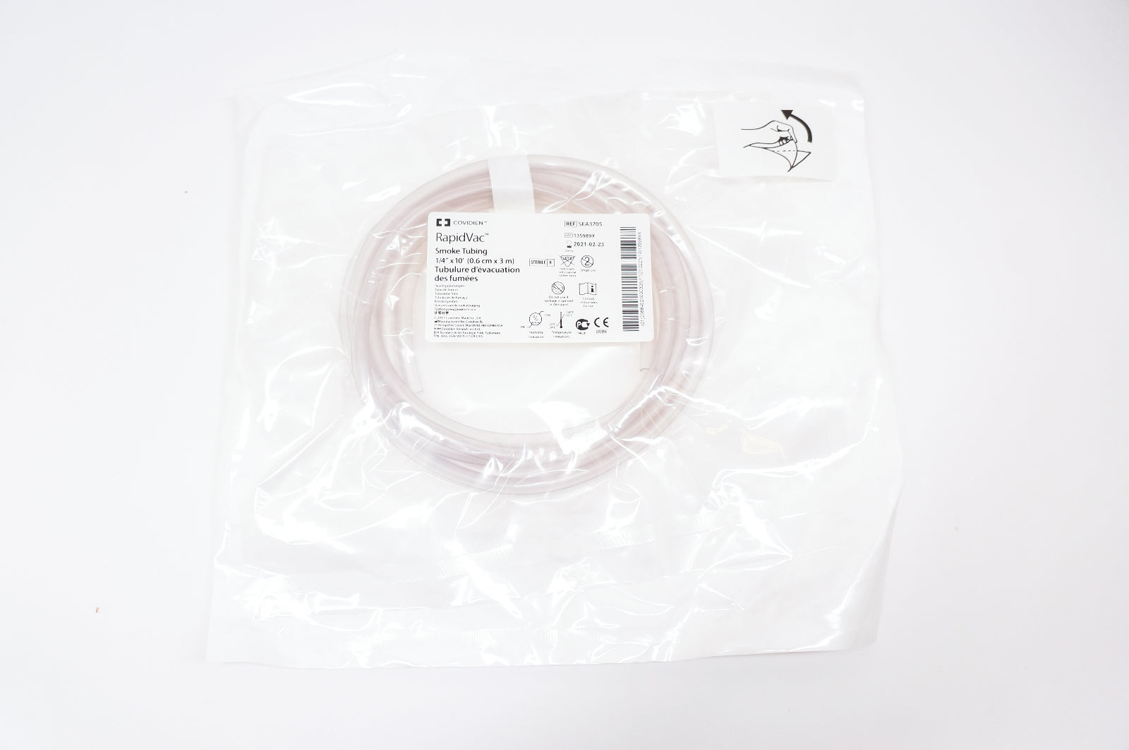 Covidien SEA3705 RapidVac Smoke Tubing 1/4inch x 10F ~ Lot of 10