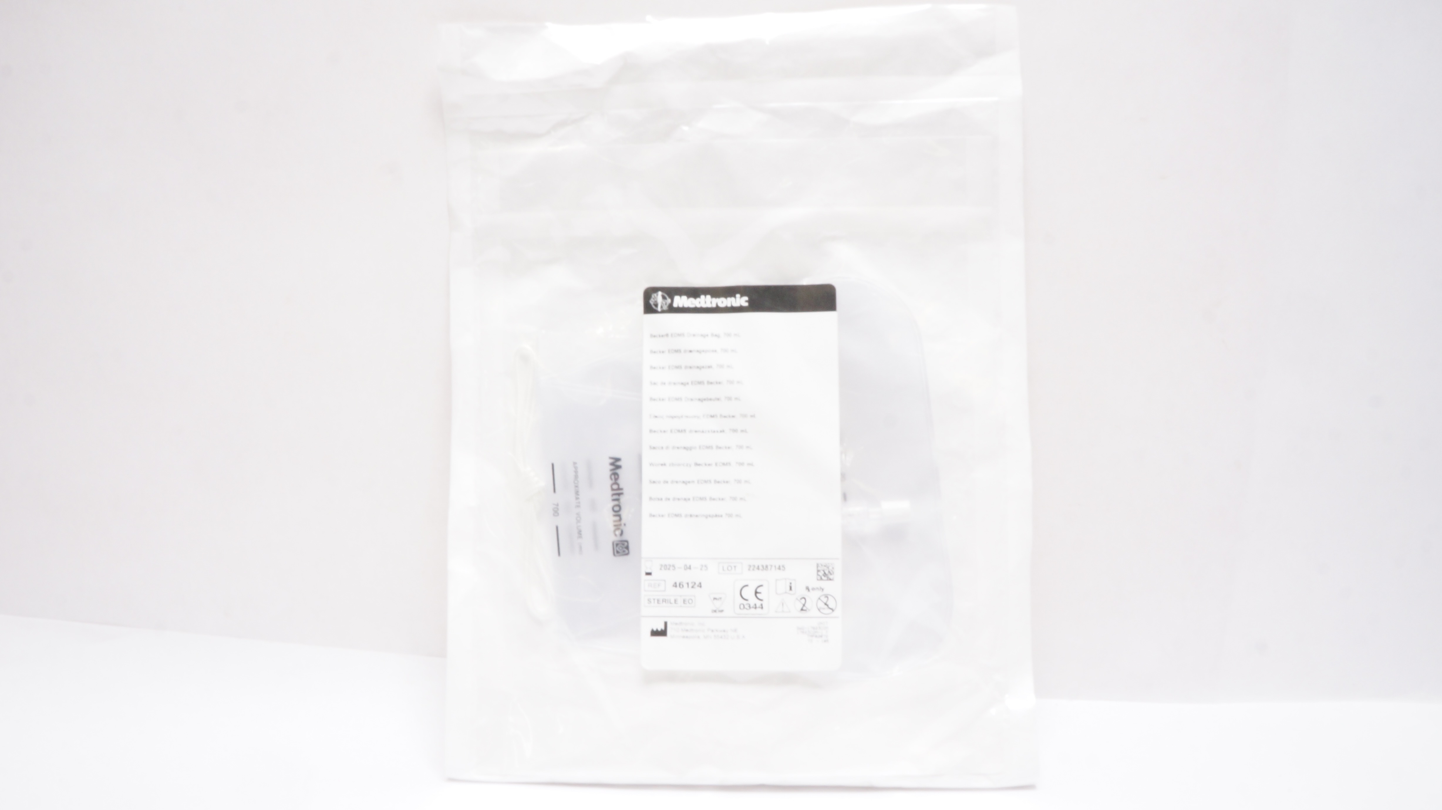 Medtronic 46124 Becker EDMS Drainage Bag, 700mL