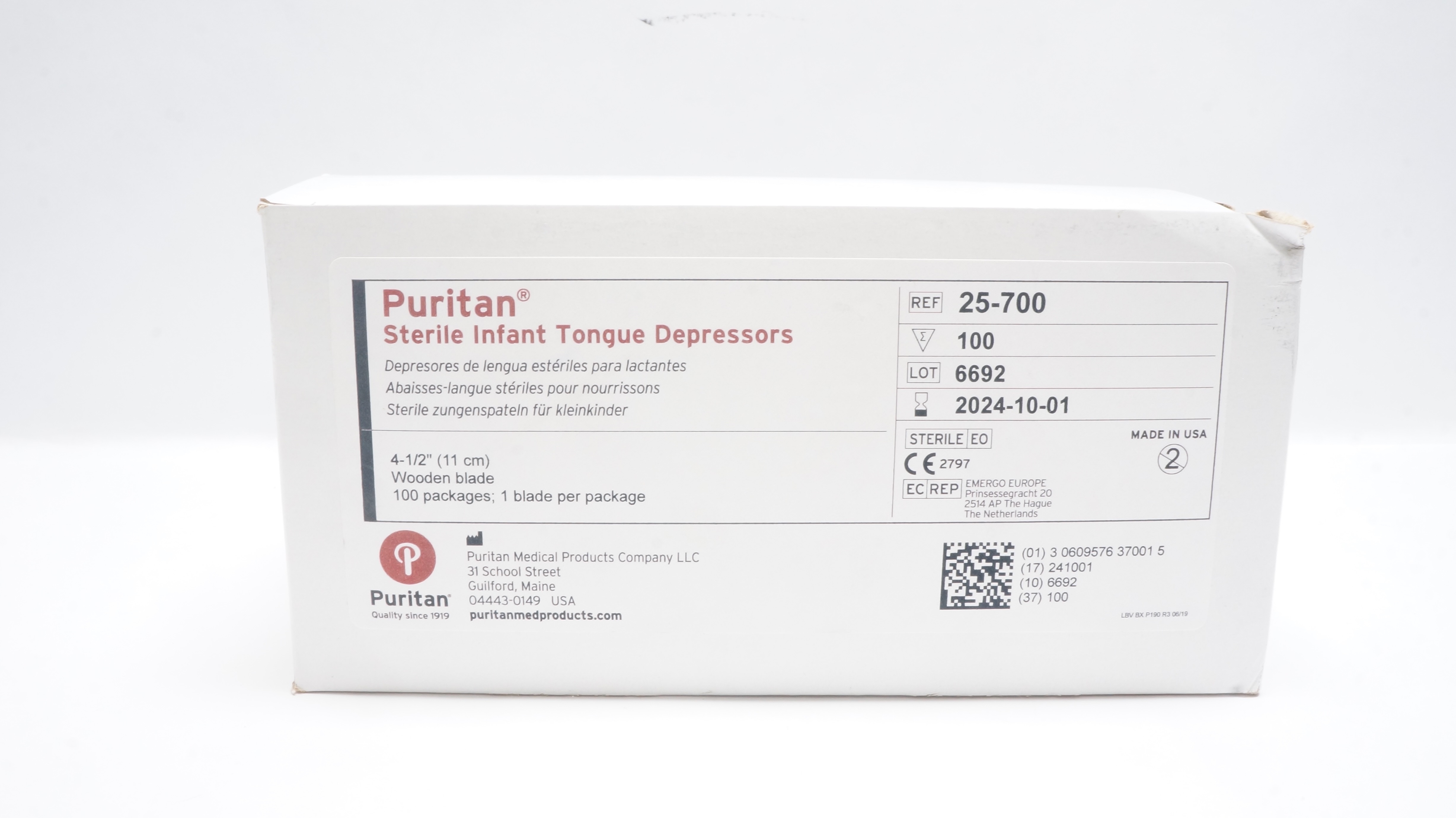 Puritan 25-700 Infant Tongue Depressors 4-1/2inch (x) - Box of 100