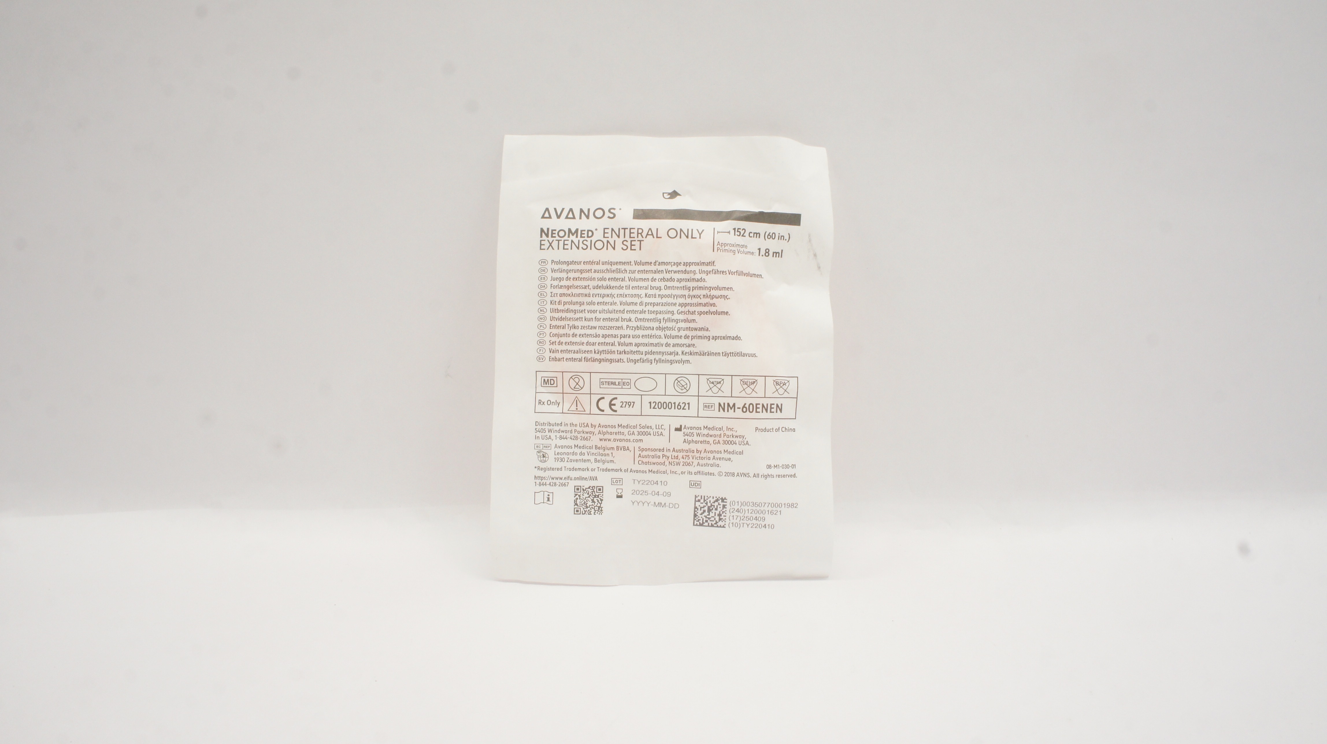 Avanos NM-60ENEN Enteral Extension Set Approx. Priming Volume 1.8mL x 60 inch