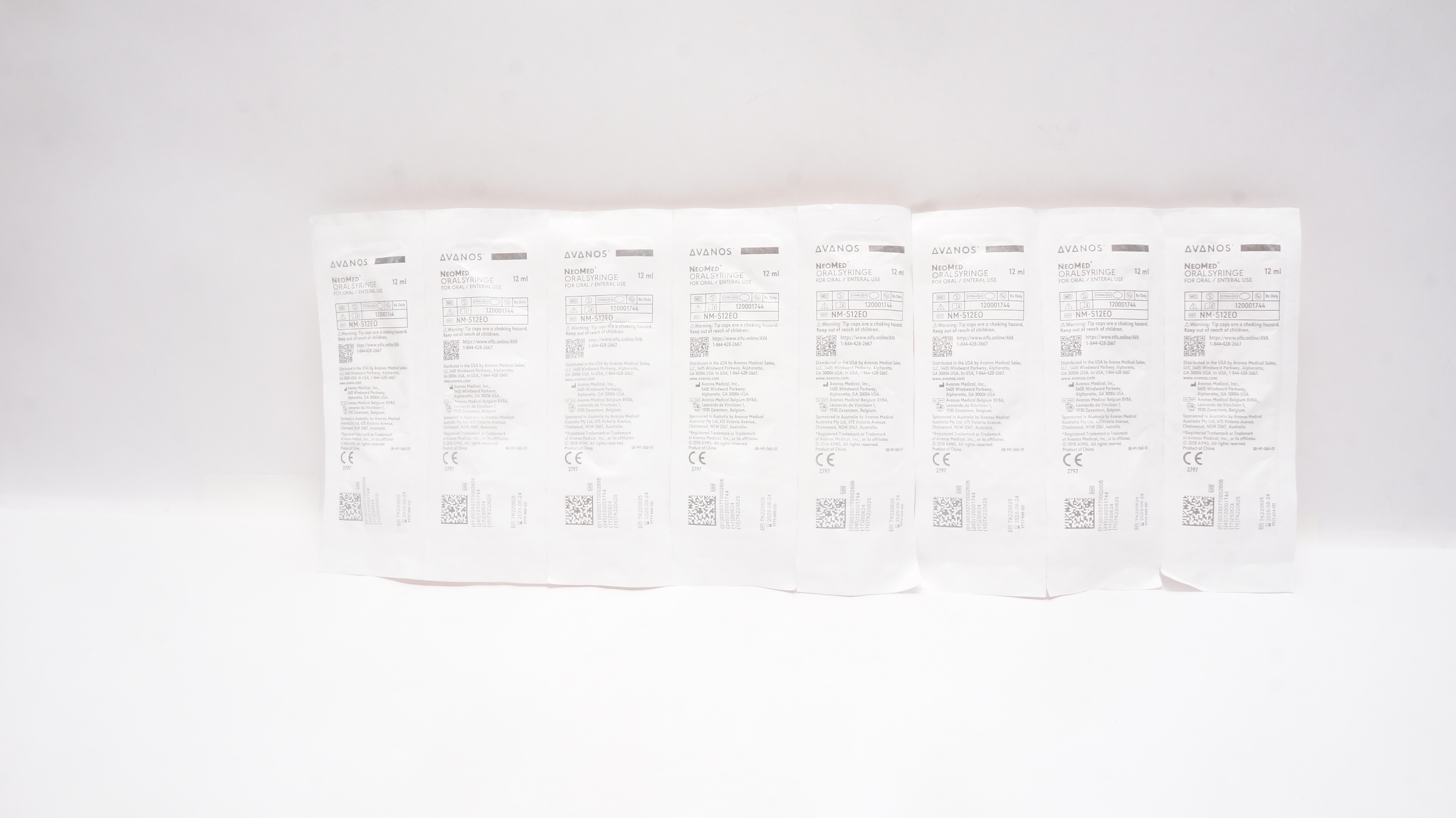 Avanos NM-S12EO NeoMed Oral Syringe for Oral / Enteral Use 12ml- 8 Pack