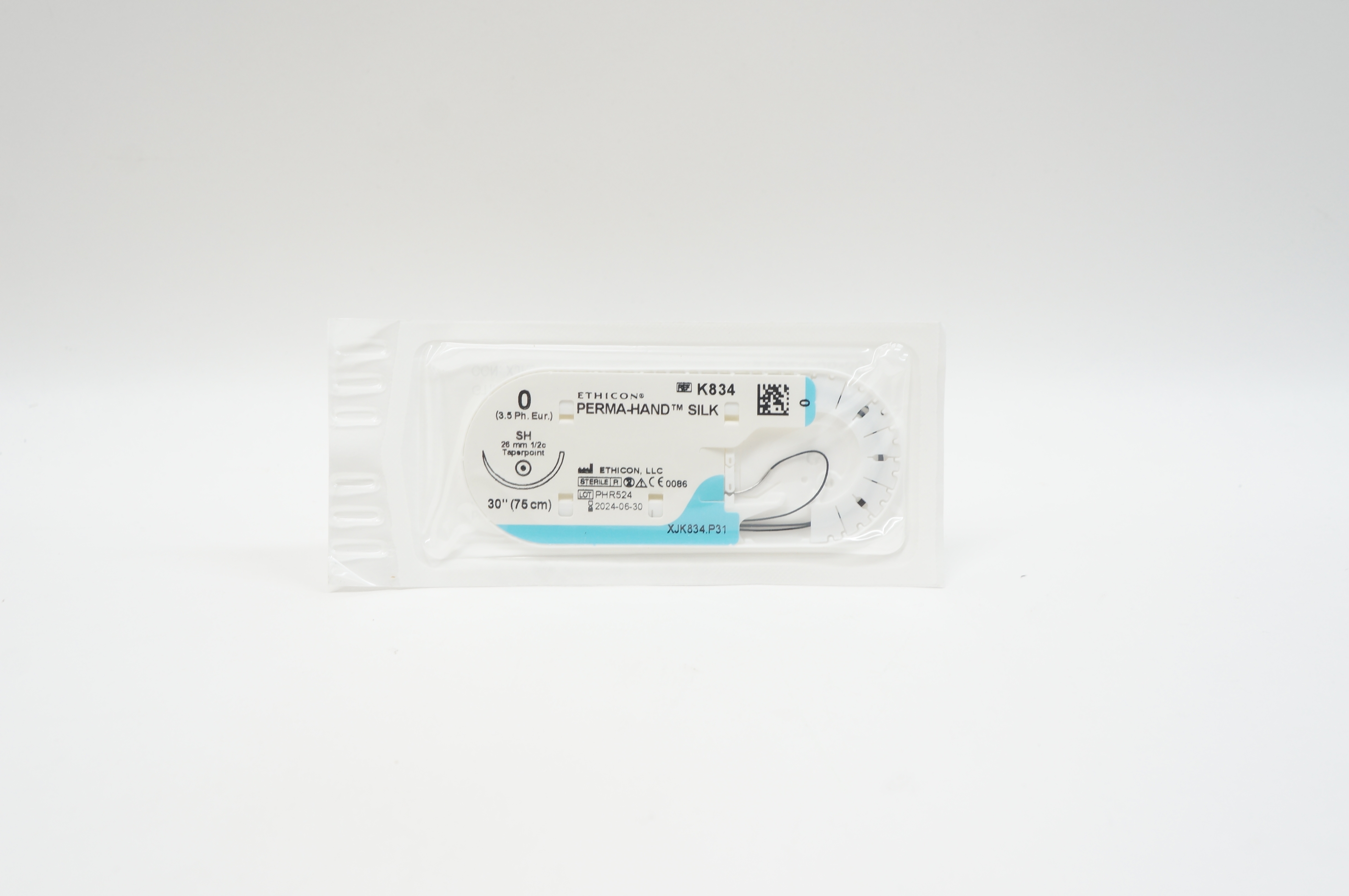 Ethicon K834 0 PERMA-HAND SILK, SH, 26mm 1/2c Taperpoint, 30inch