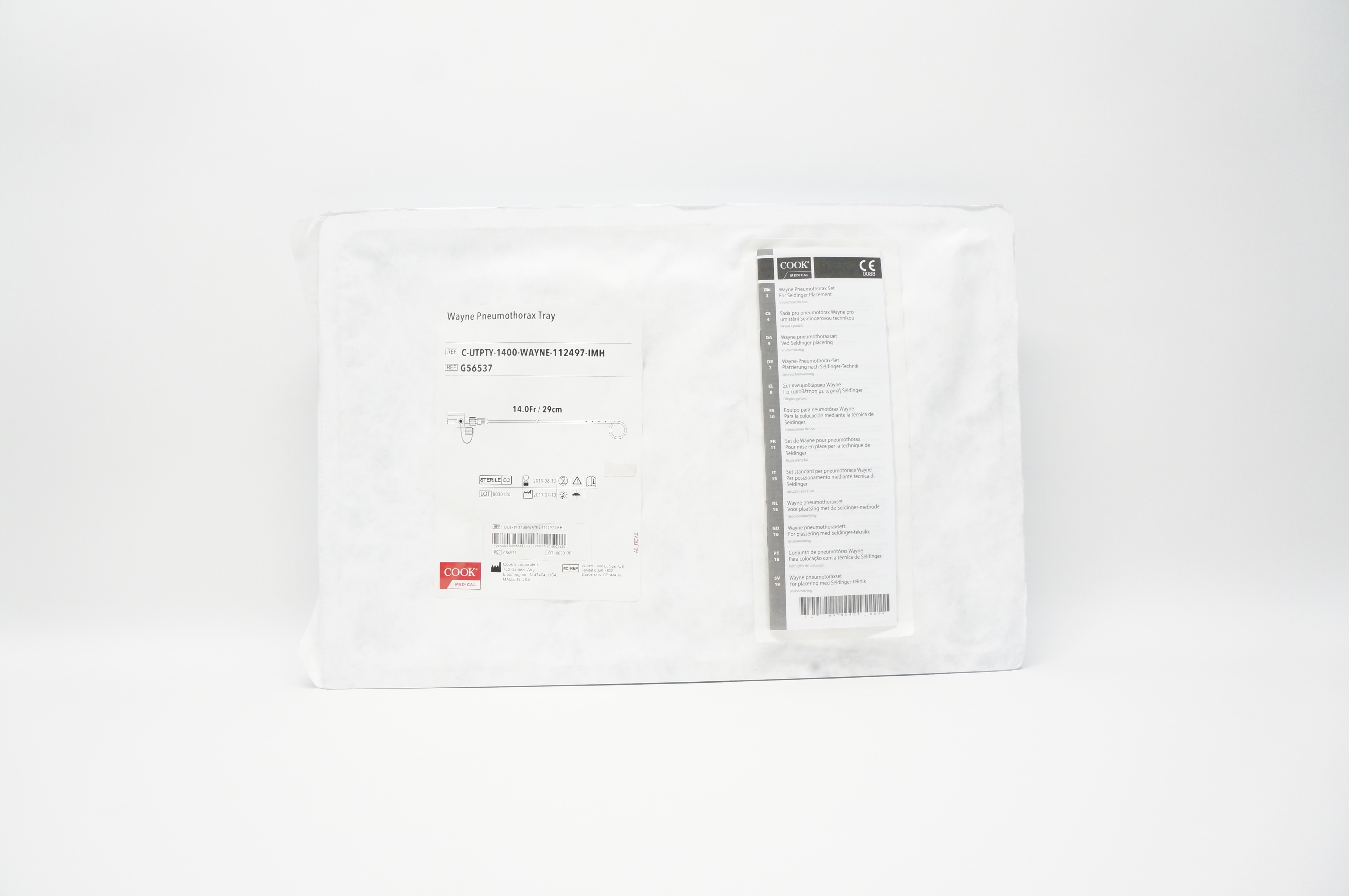 Cook Medical G56537 Wayne Pneumothorax Tray 14.0Fr x 29cm (x)