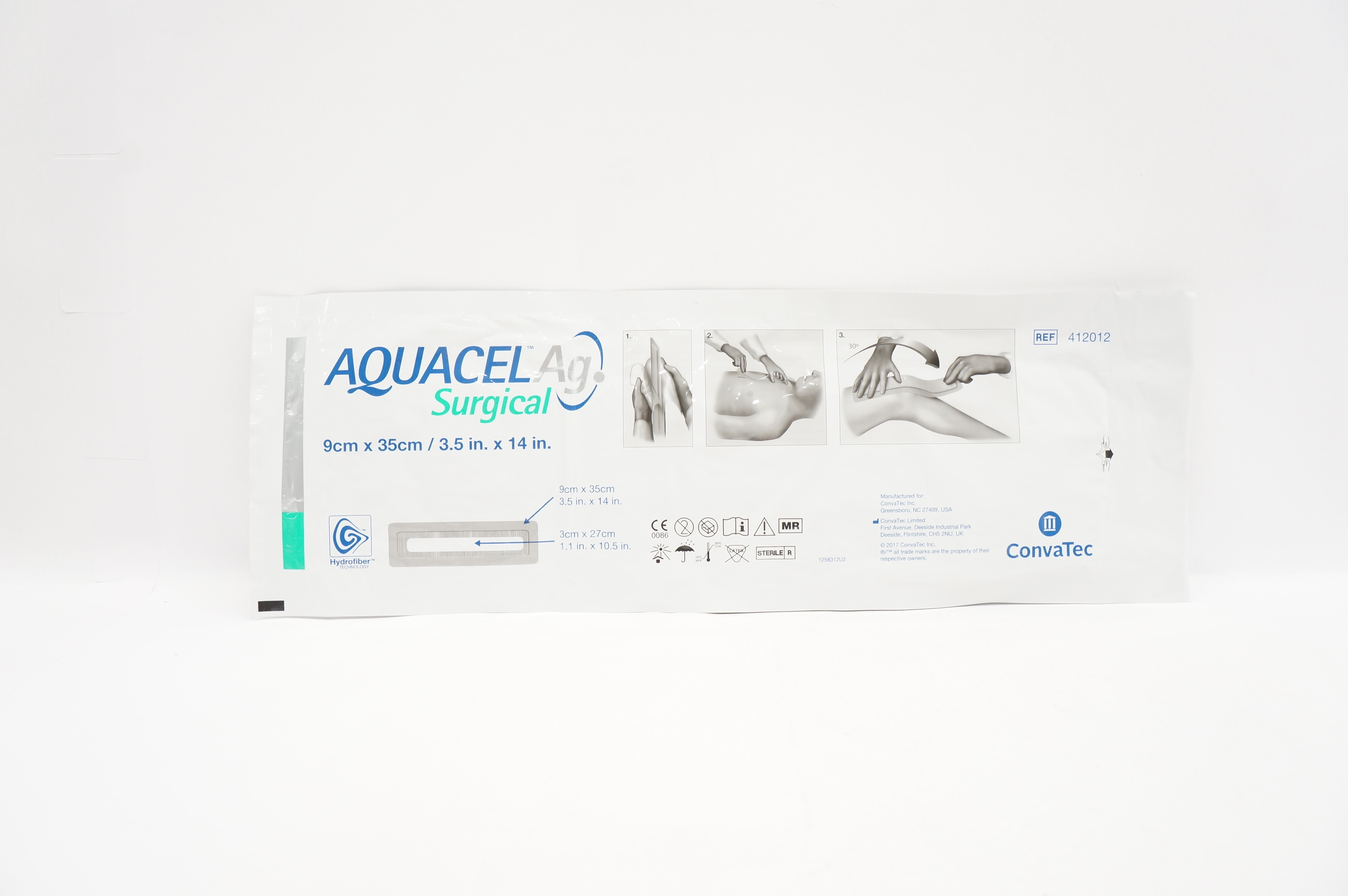 ConvaTec 412012 Aquacel Ag Surgical Hydrofiber Dressing 3.5 x 14inch (x)