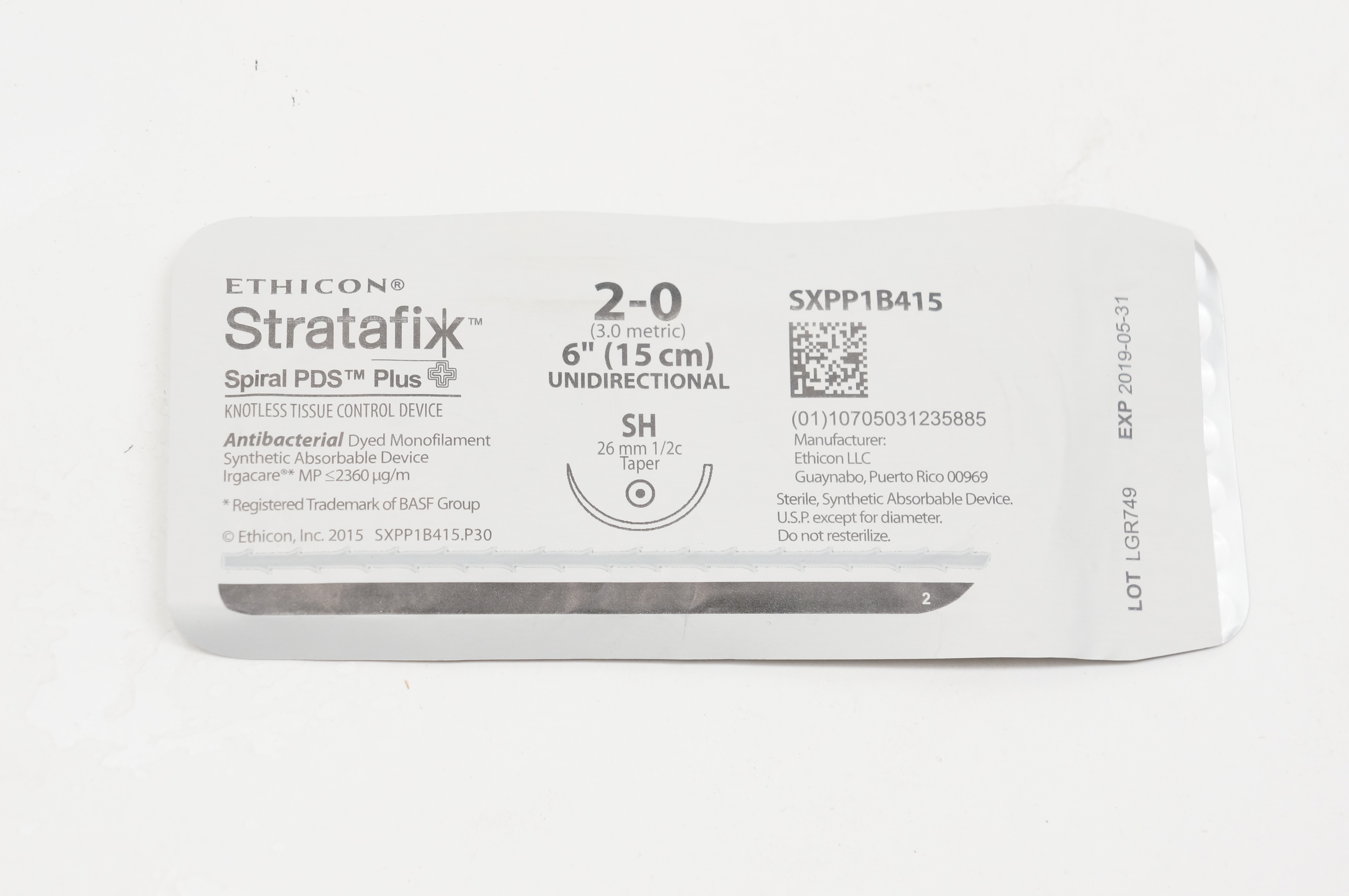 Ethicon SXPP1B415 2-0 Stratafix Spiral PDS Plus, SH, 26mm 1/2c Taper, 6inch (x)