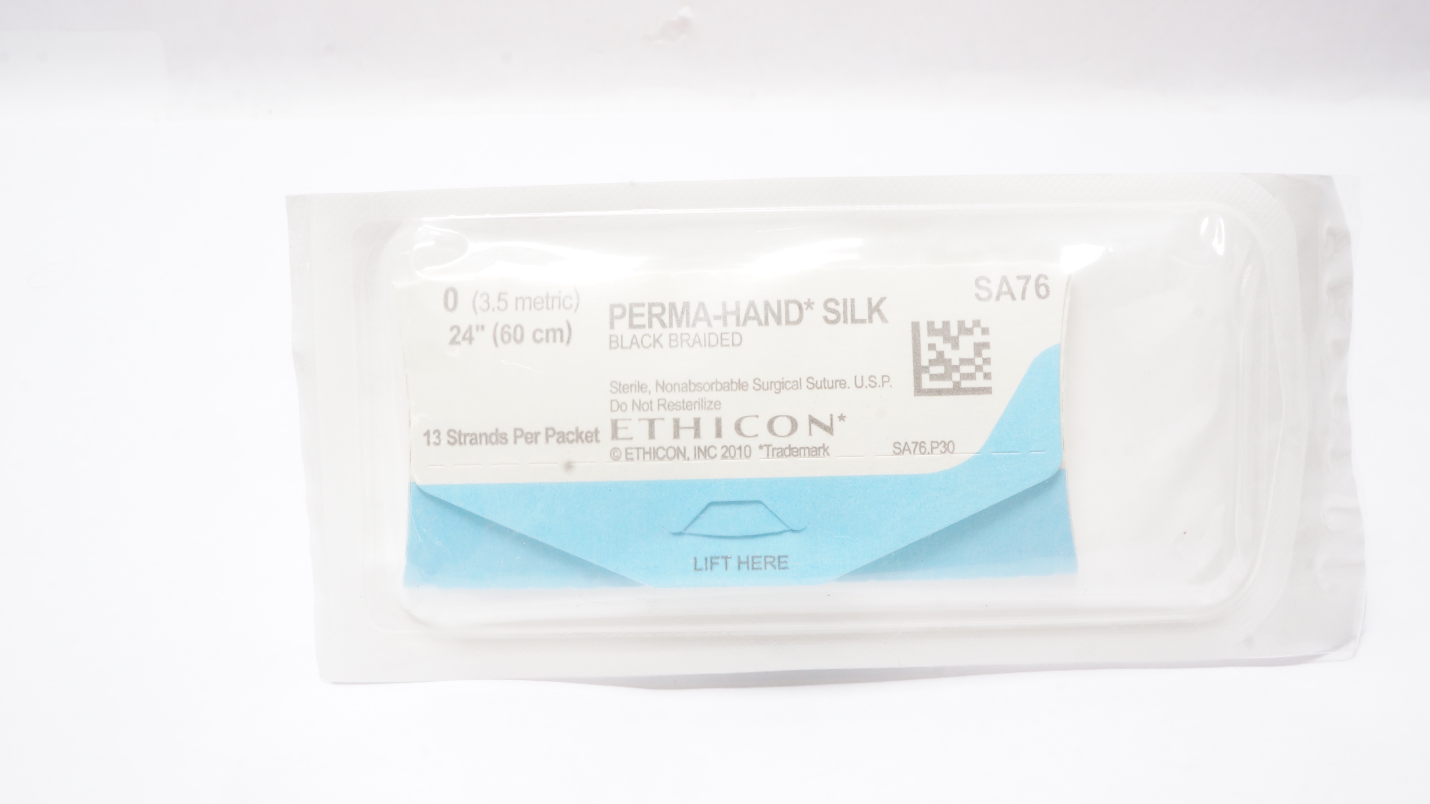 Ethicon SA76 0 Perma-Hand Silk Black Braided Surgical Stre 24 inch