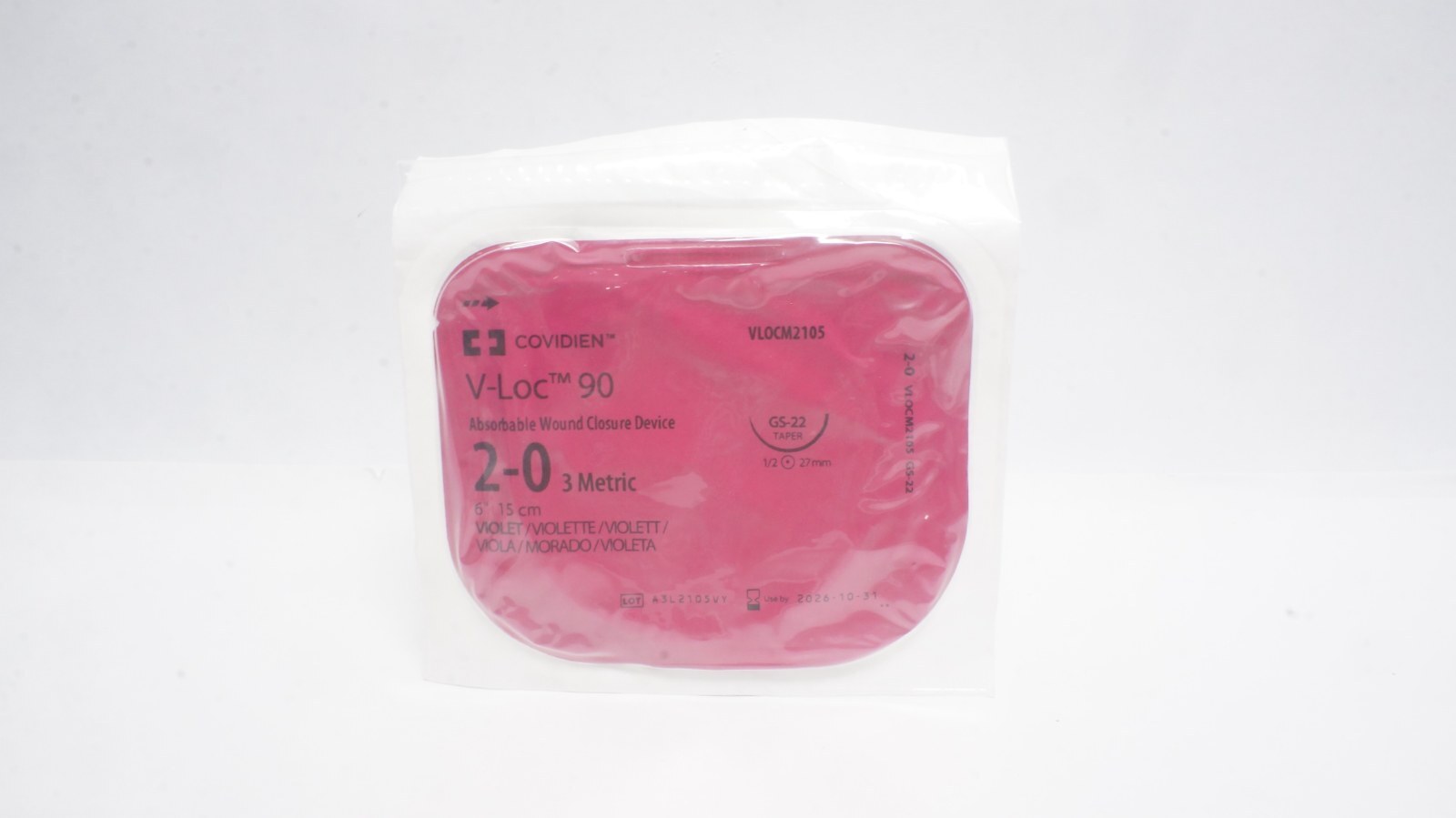 Covidien VLOCM2105 V-Loc 90 Wound Closure 2-0 Violet 6"