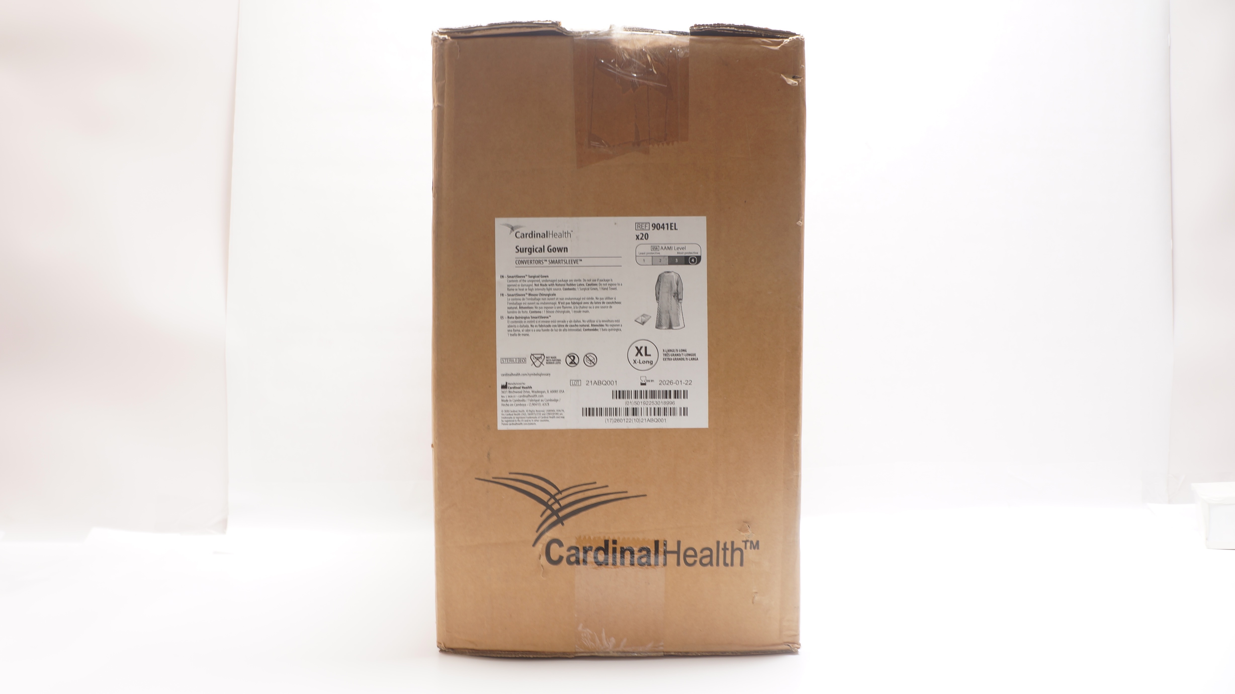 Cardinal Health 9041EL Surgical Gown,Convertors Smartsleeve Level 4,XL-Box of 20