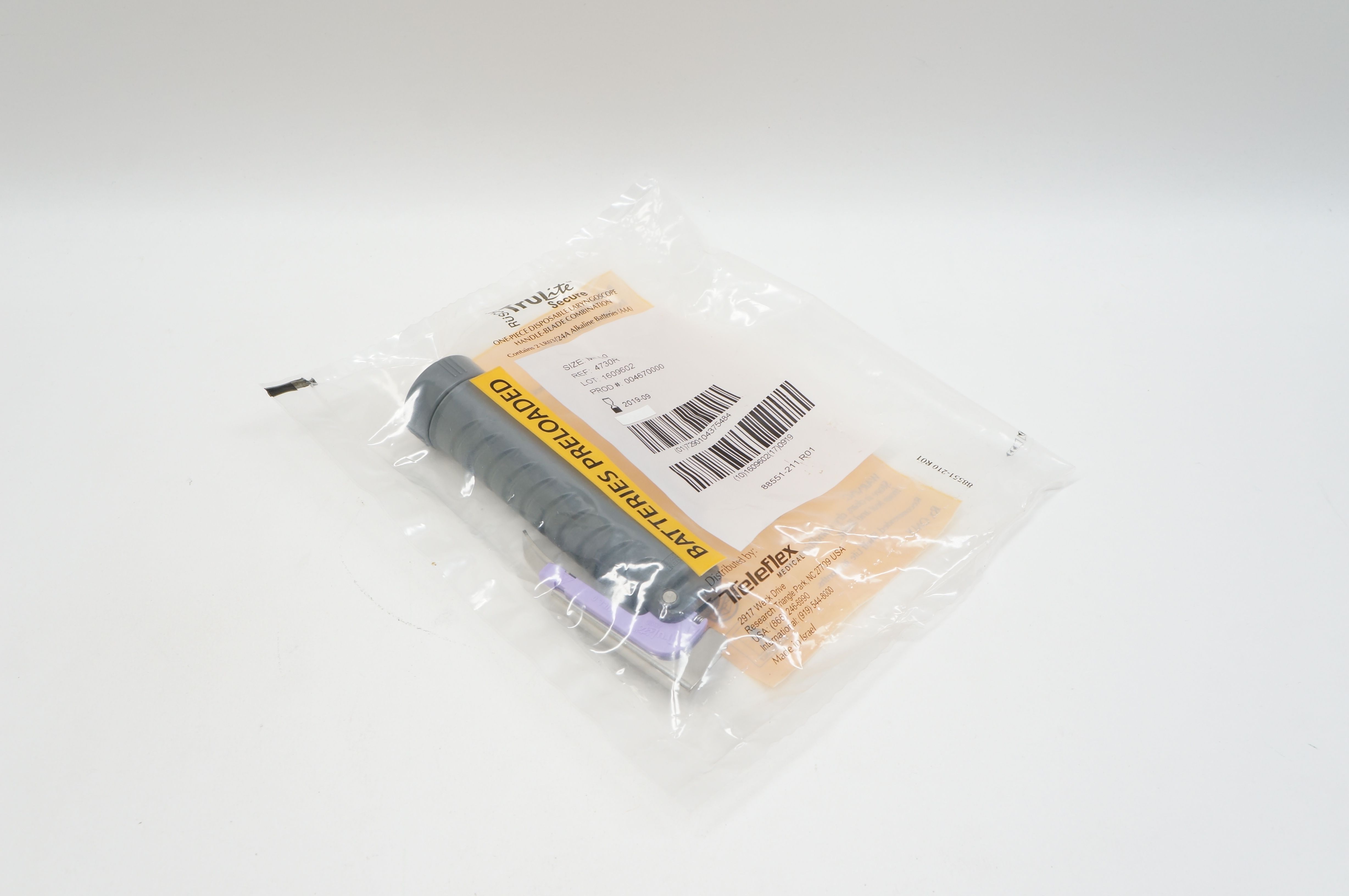 Teleflex 4730R TruLite Secure One-Piece Disposable Laryngoscope Handle MILL0 (x)