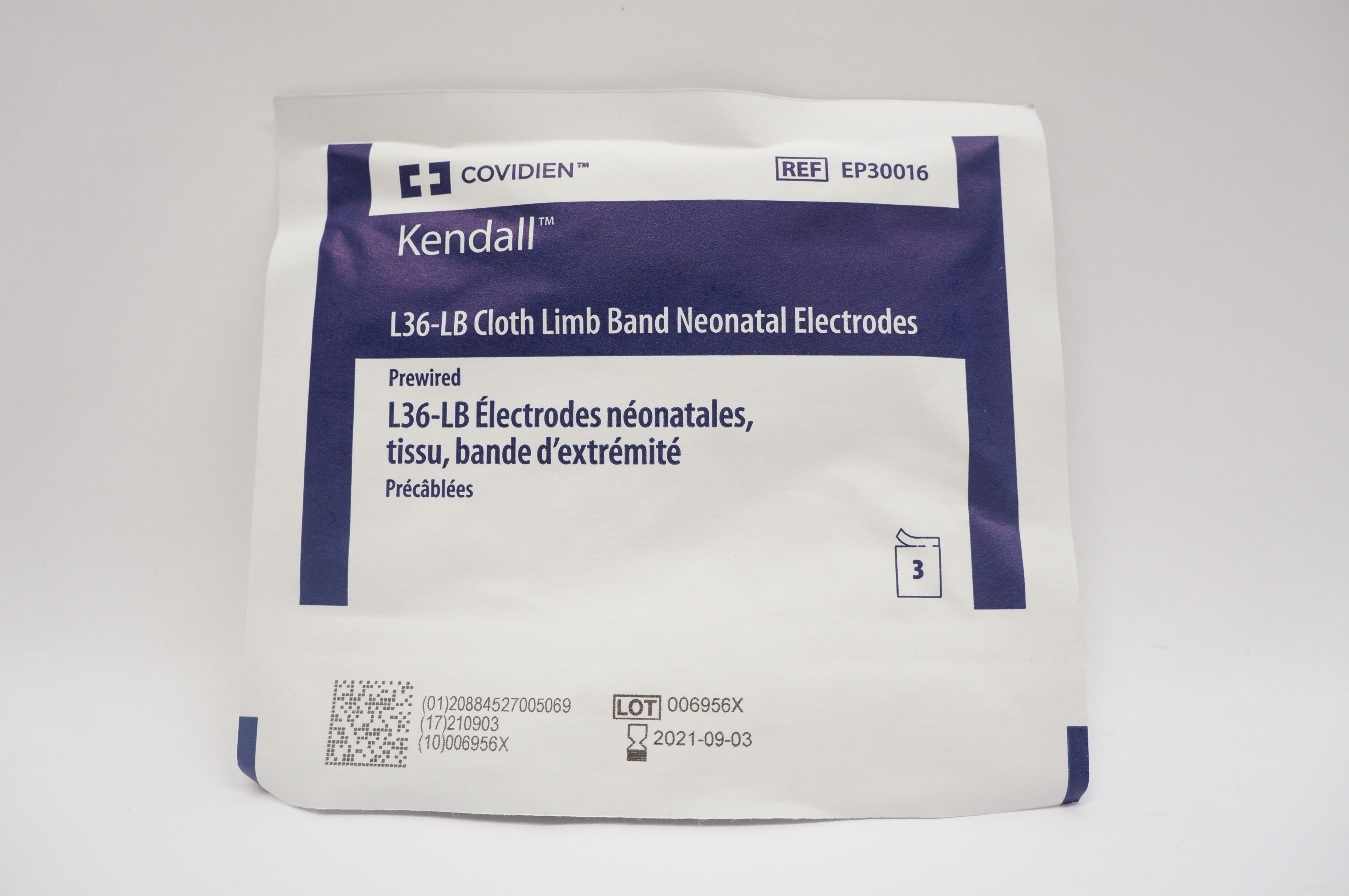 Covidien EP30016 Kendall L36-Lb Cloth Limb Band Neonatal Electrodes, 3/Strip