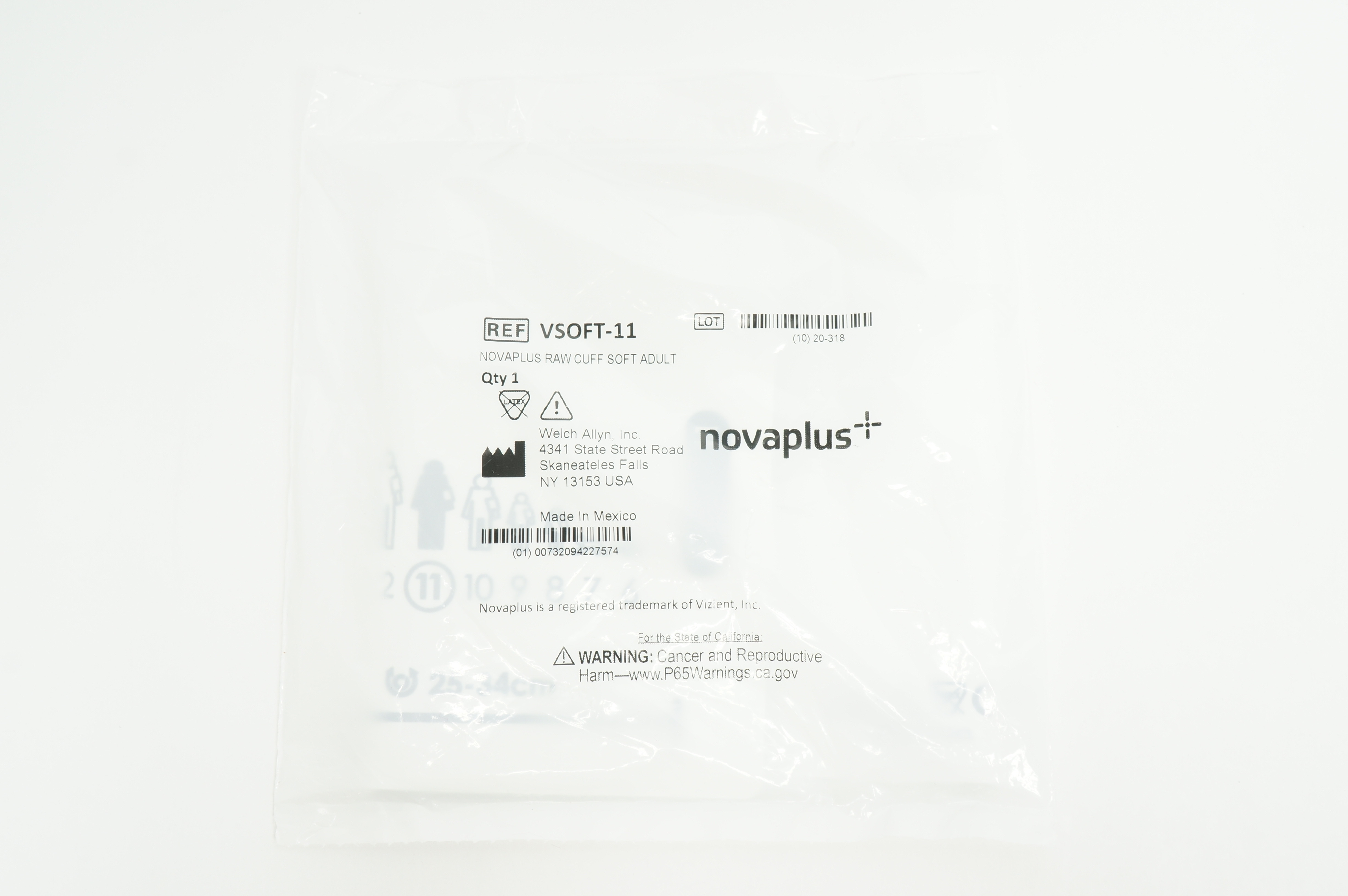 Welch Allyn VSOFT-11 Novaplus FlexiPort Blood Pressure Cuff Soft Adult 11