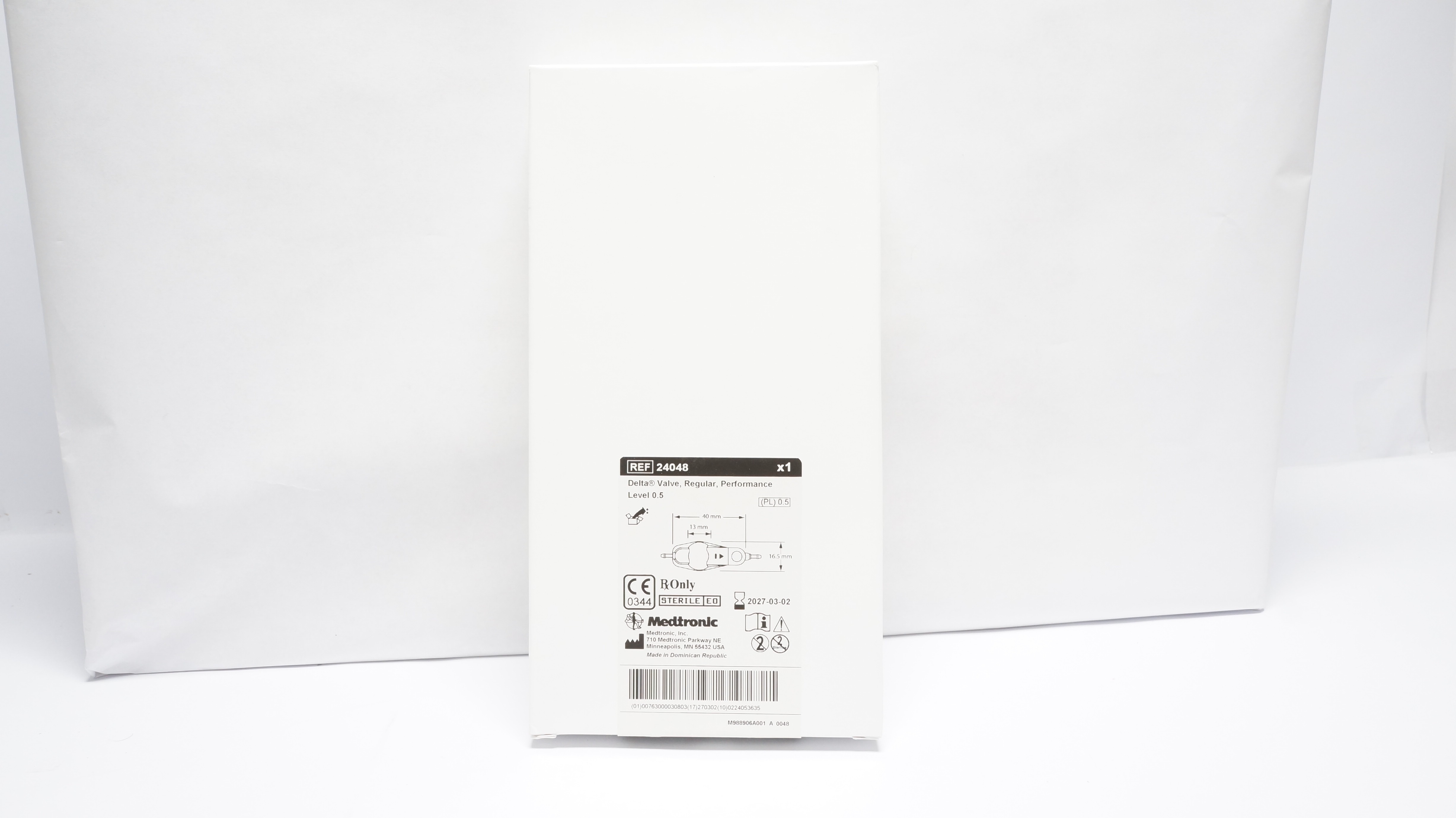 Medtronic 24048 Delta Valve, Regular, Performance Level 0.5, 16.5 x 40mm