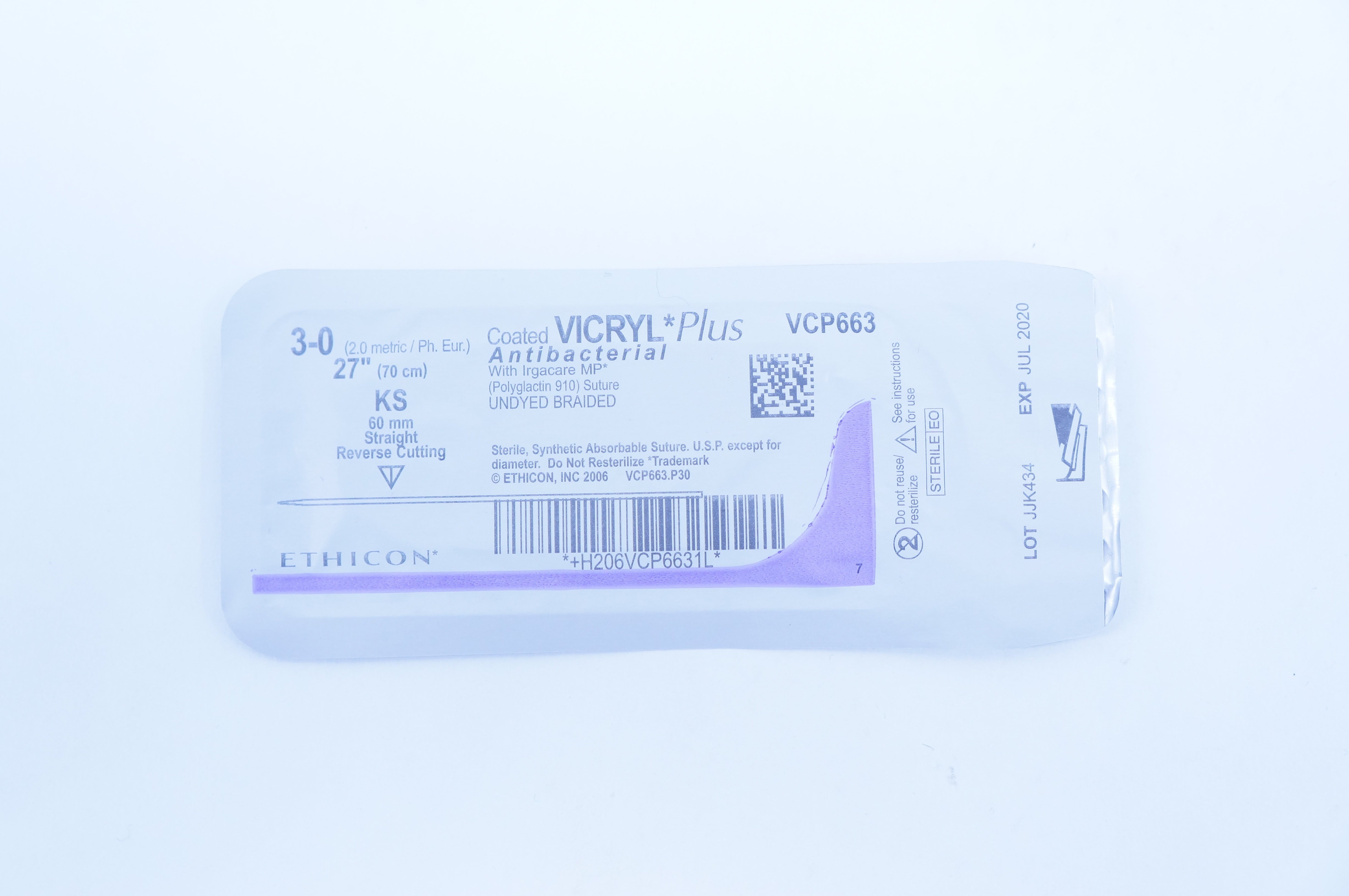 Ethicon VCP663 Vicryl Polyglactin 910 Antibacterial Undyed 27in (x)