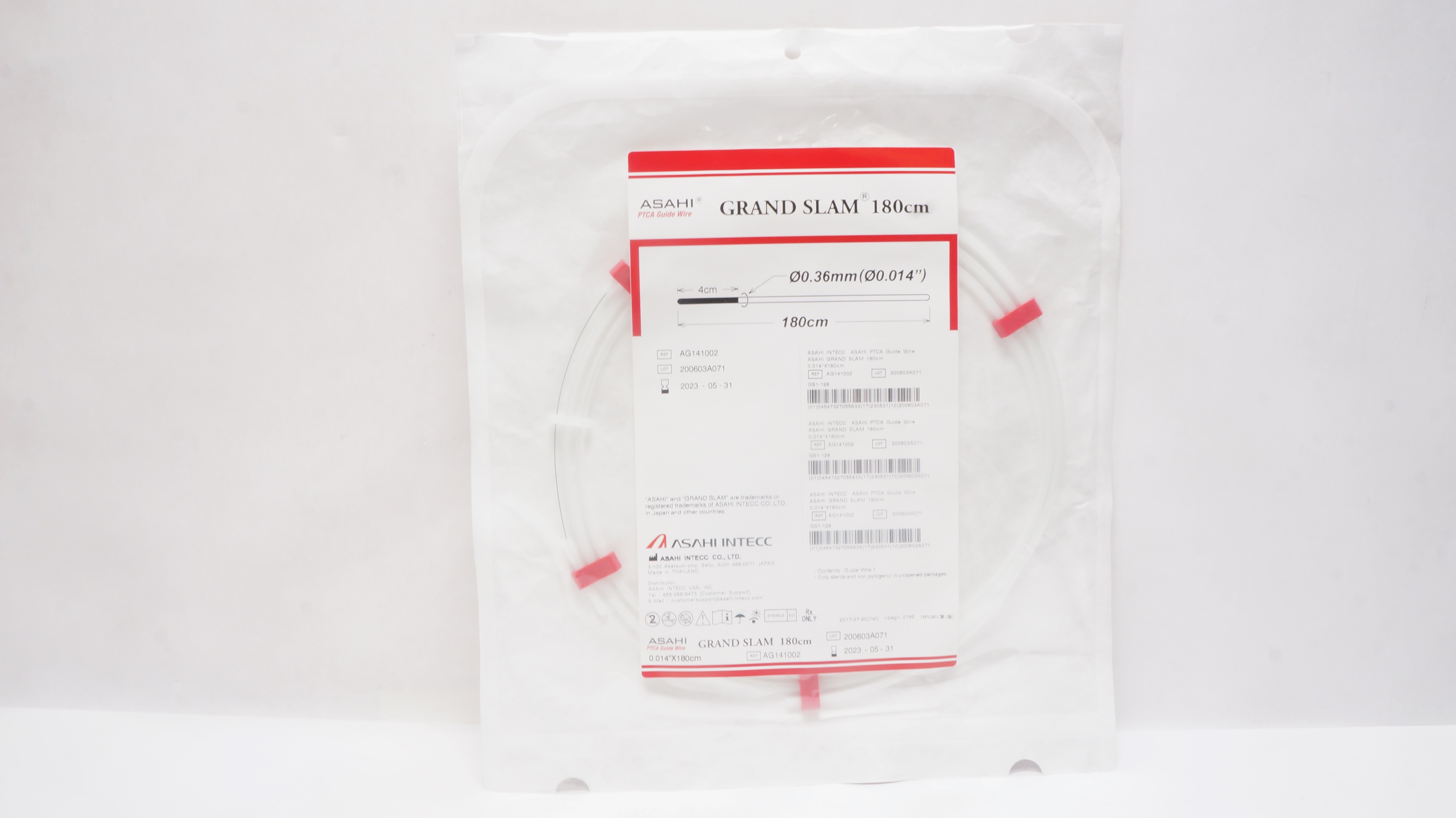 Asahi Intecc AG141002 Grand Slam PTCA Guide Wire 0.014in. x 180cm (x)