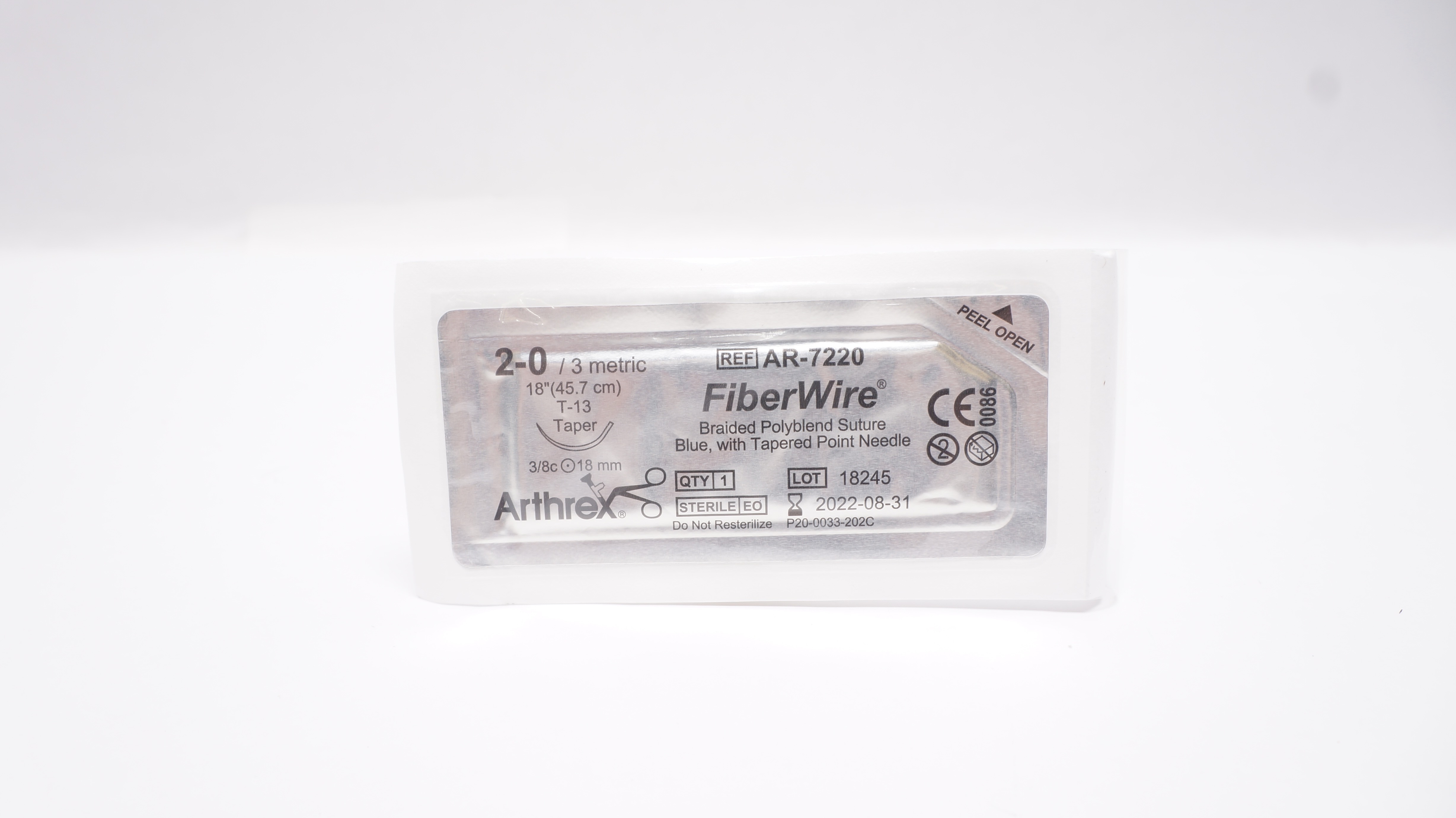 Arthrex AR-7220 2-0 FiberWire Braided Stre T-13 18mm 3/8 Taper 18inch (x)