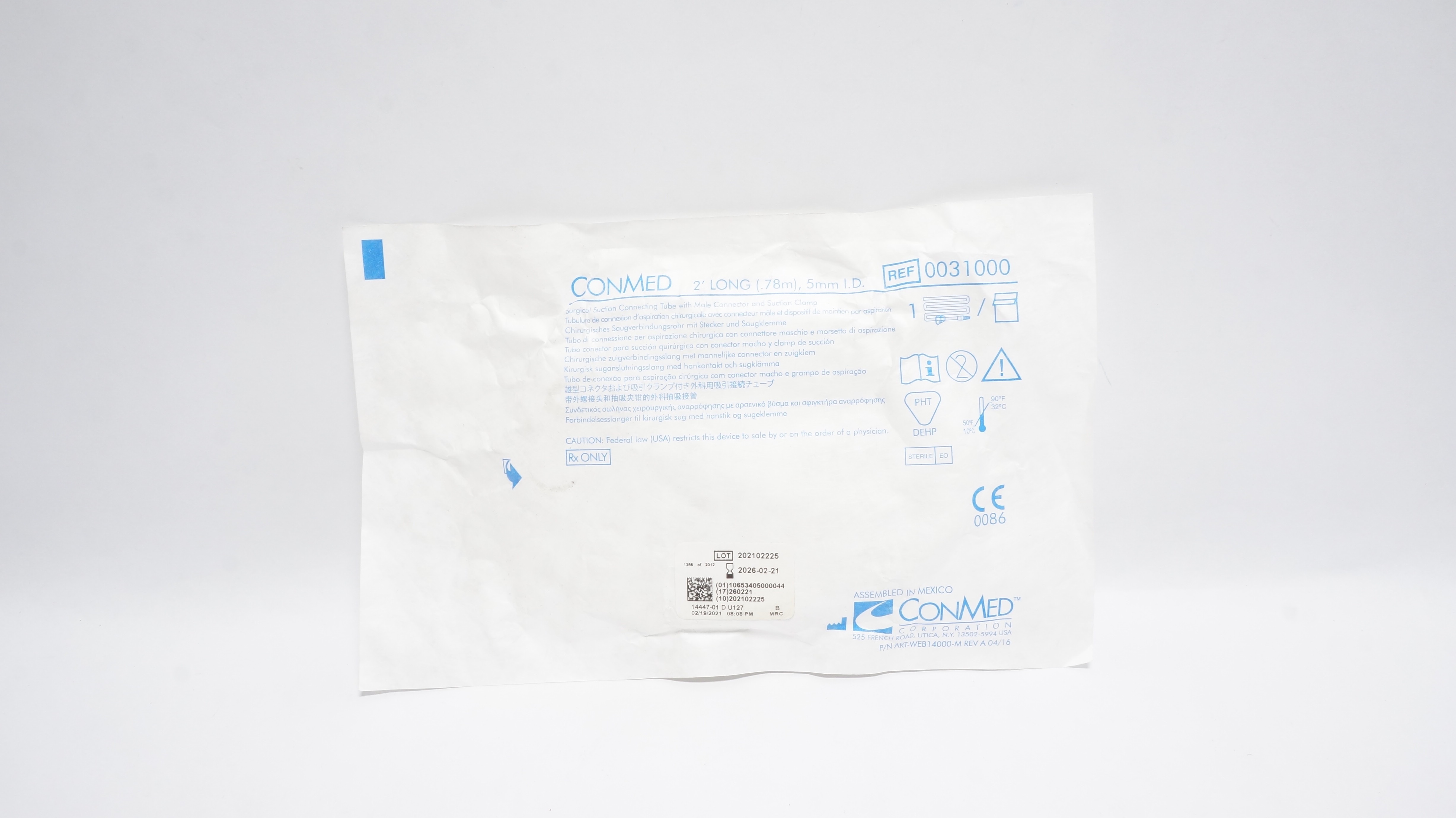 ConMed 0031000 Surgical Suction Connecting Tube 2 Ft. x 5mm (x)