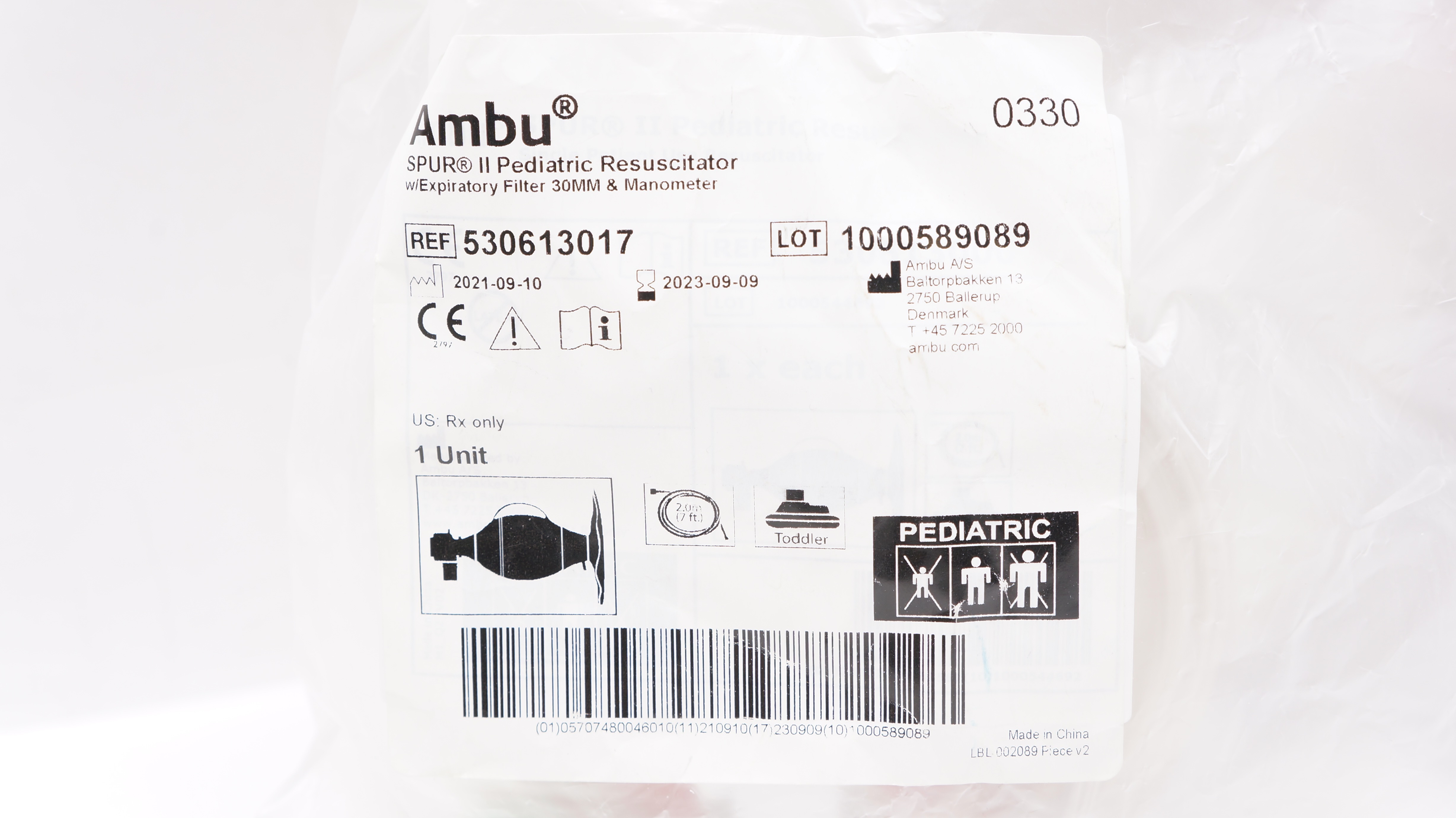 AMBU 530613017 Pediatric Resuscitator w/Expiratory Filter 30mm & Manometer (x)