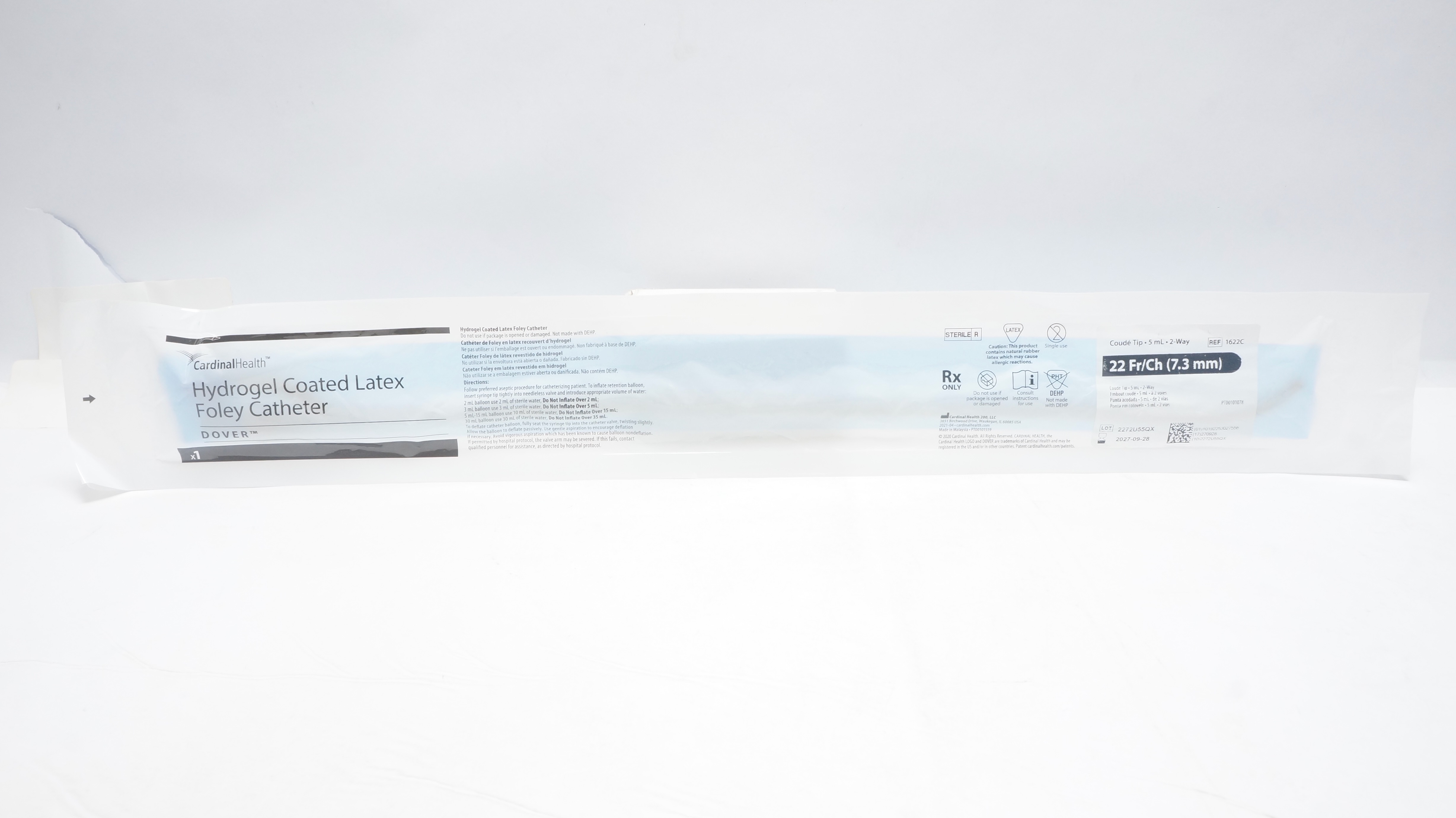 Cardinal Health 1622C Dover Coude Tip Foley Cath. 22Fr/Ch 5mL 2-Way