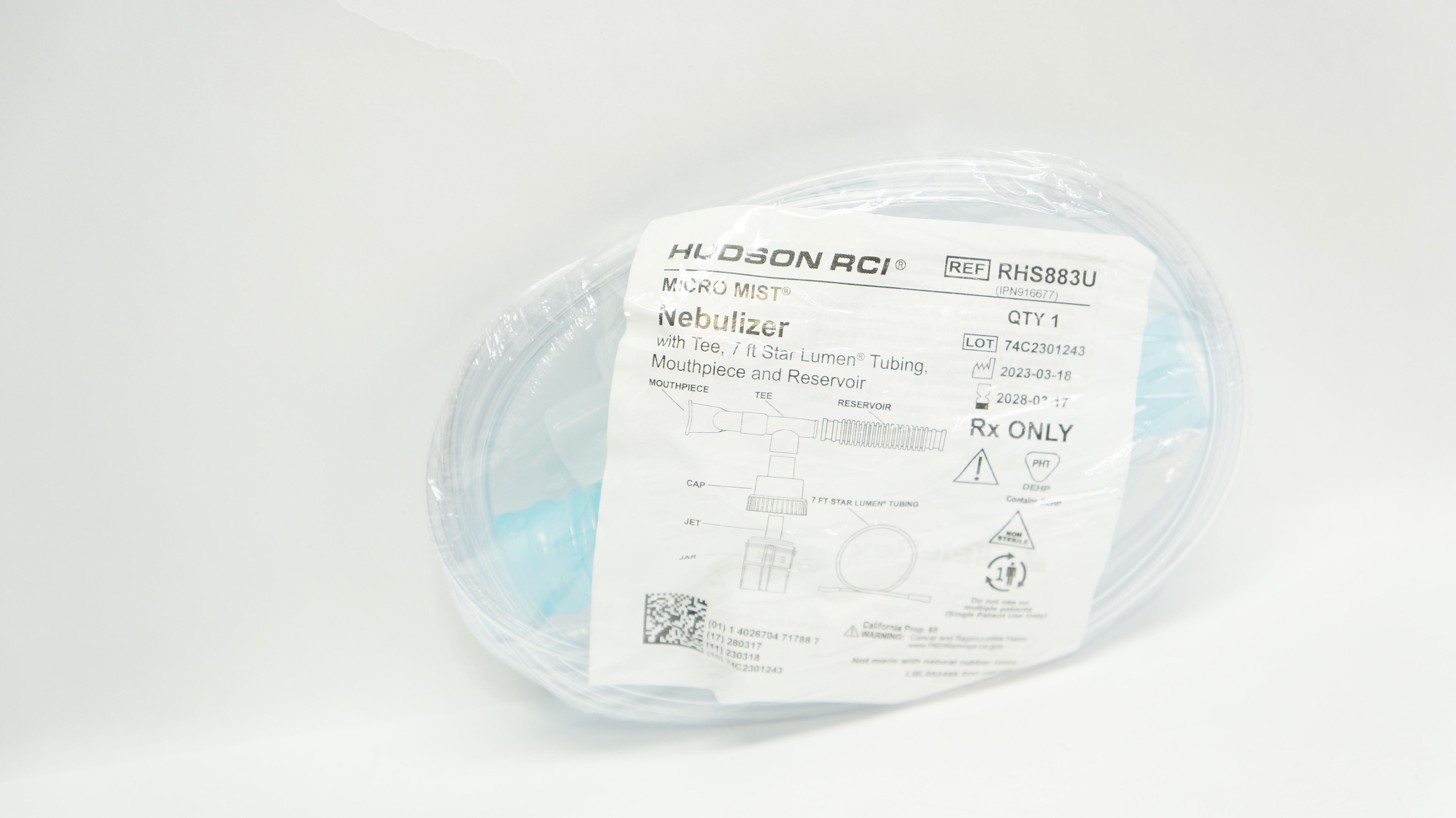 Teleflex RHS883U Hudson RCI Micro Mist Nebulizer with Tee 7ft. Tubing